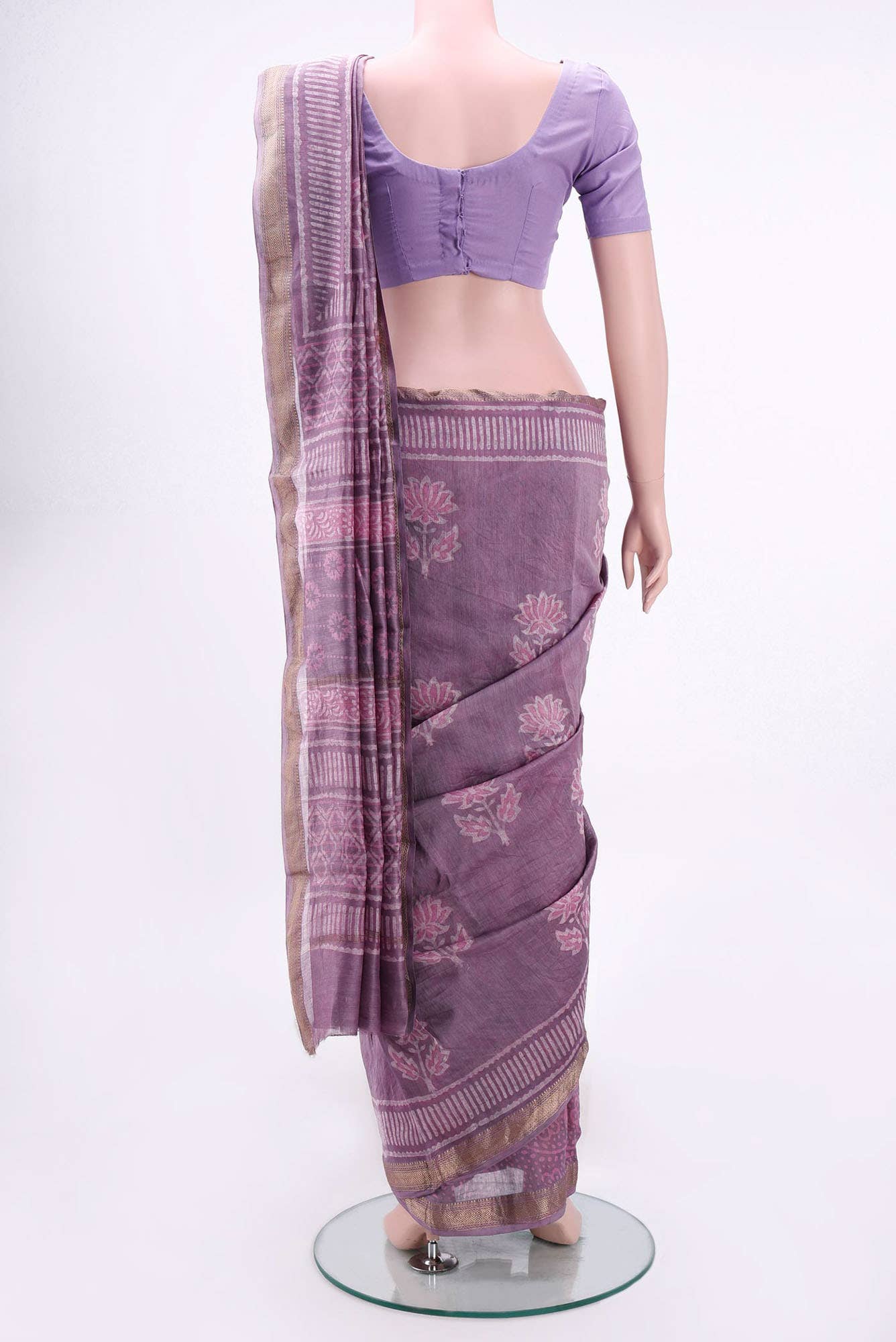 Lavender Maheshwari Silk Cotton Saree