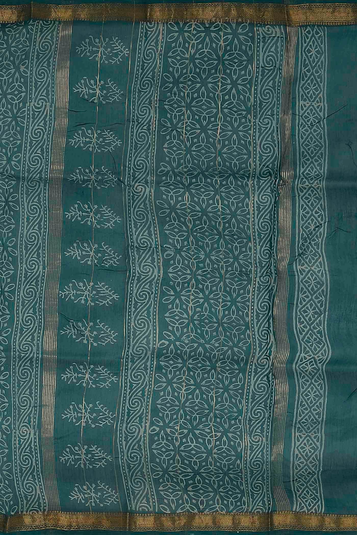 Turquoise Maheshwari Silk Cotton Saree
