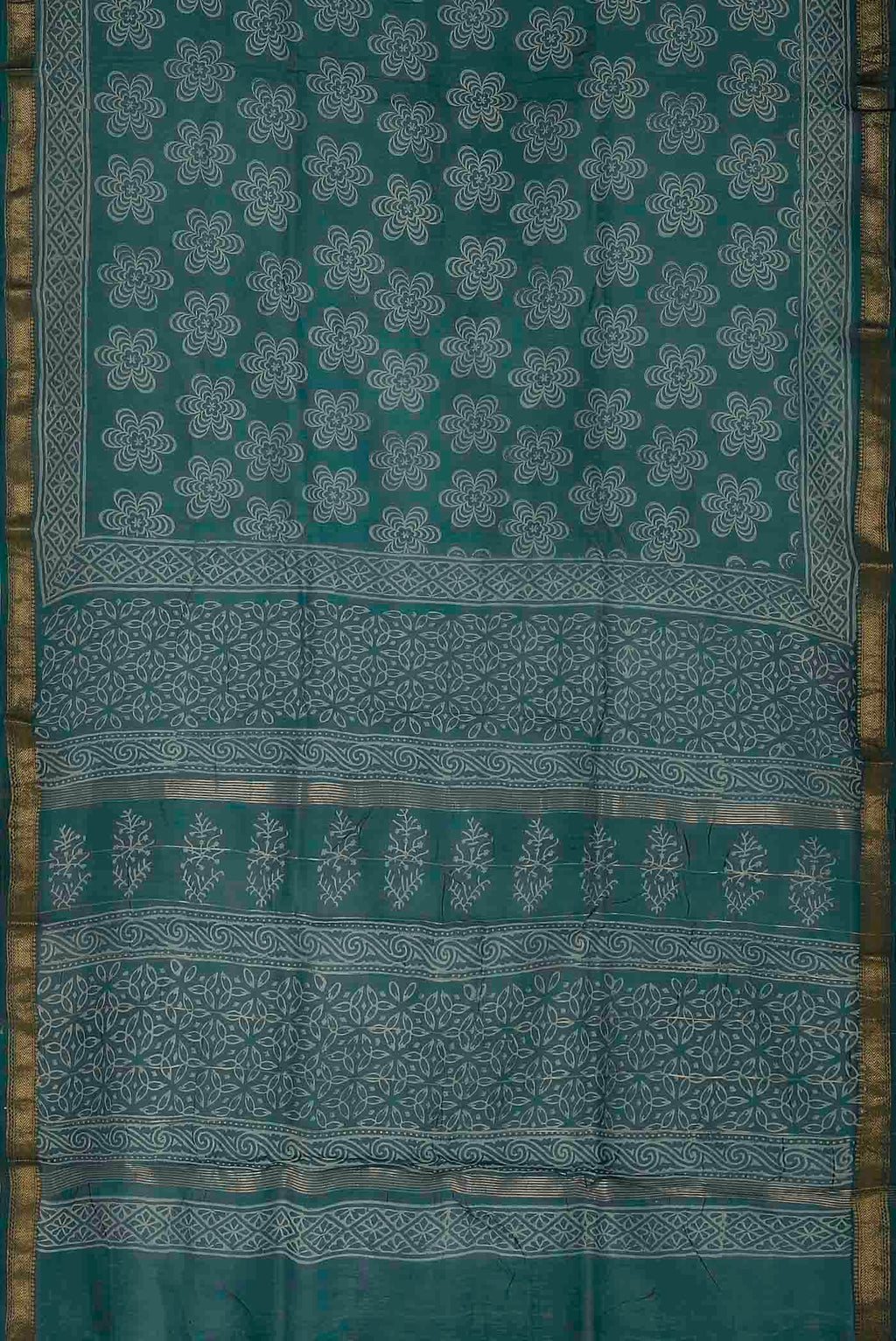 Turquoise Maheshwari Silk Cotton Saree