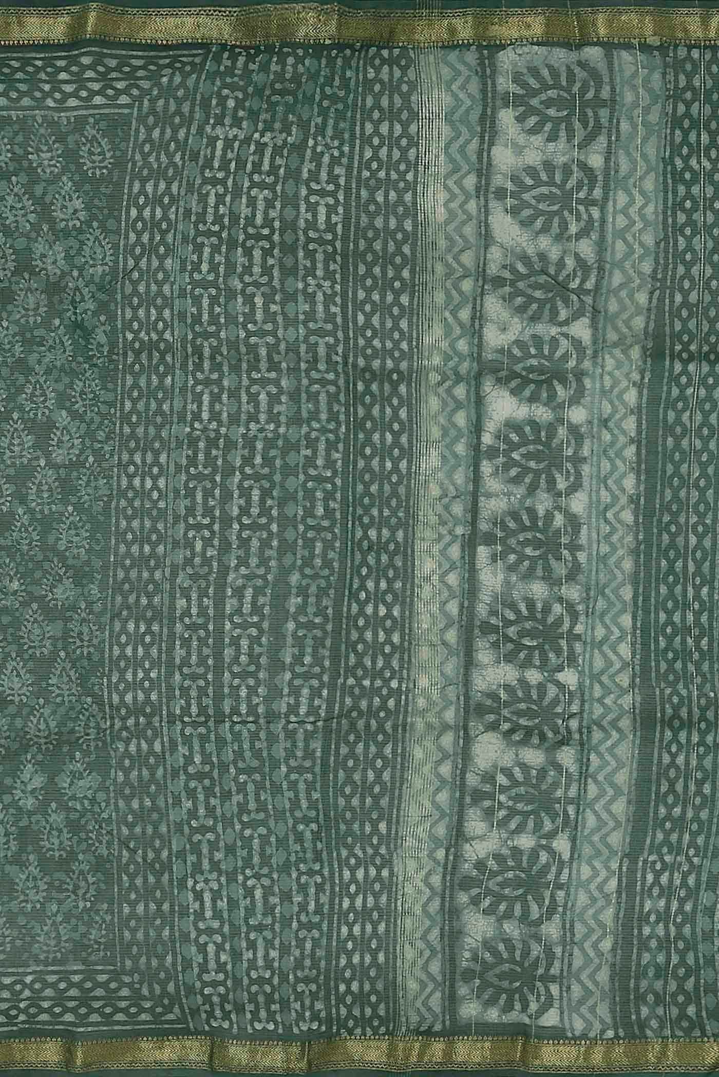 Sage Green Maheshwari Silk Cotton Saree