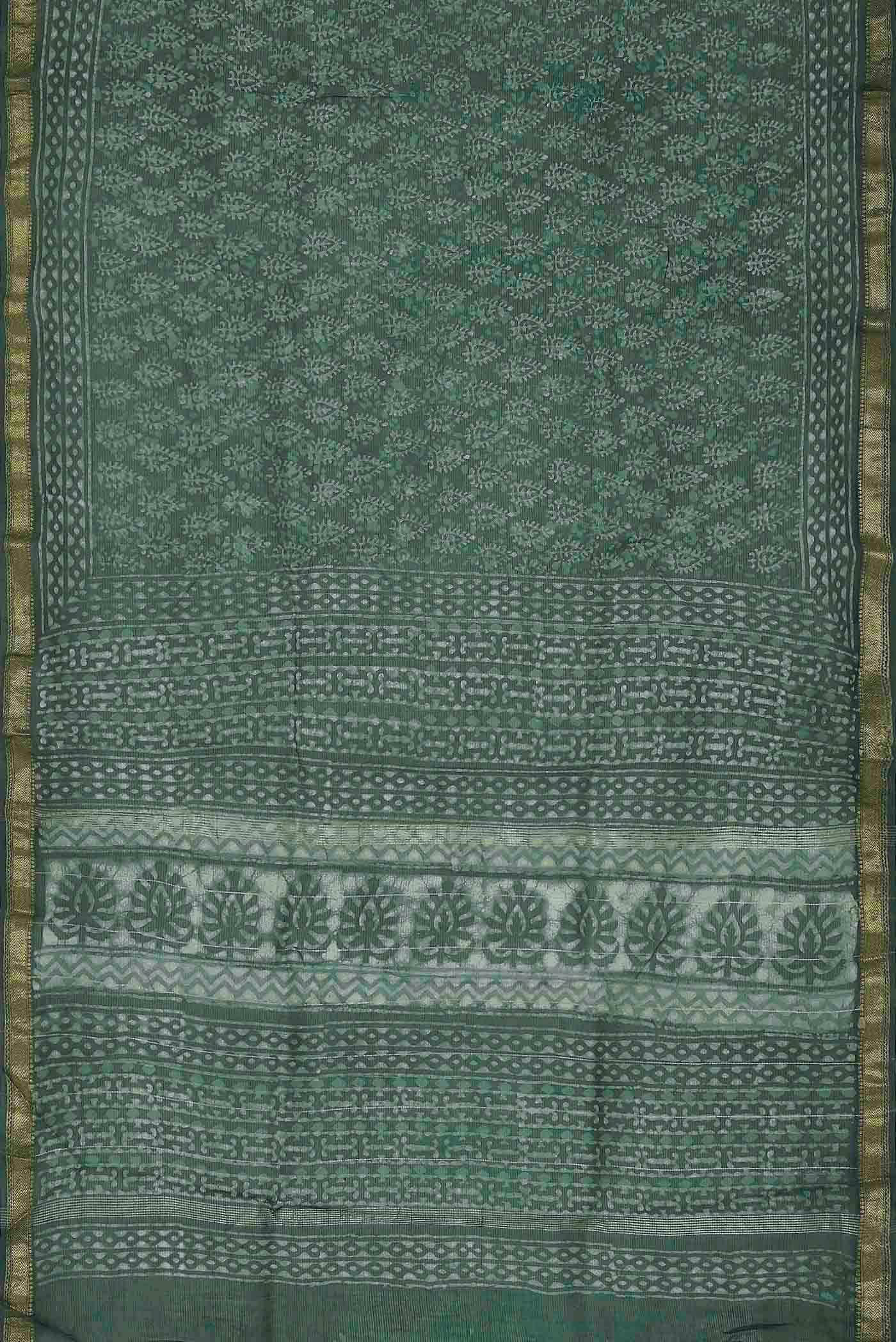 Sage Green Maheshwari Silk Cotton Saree