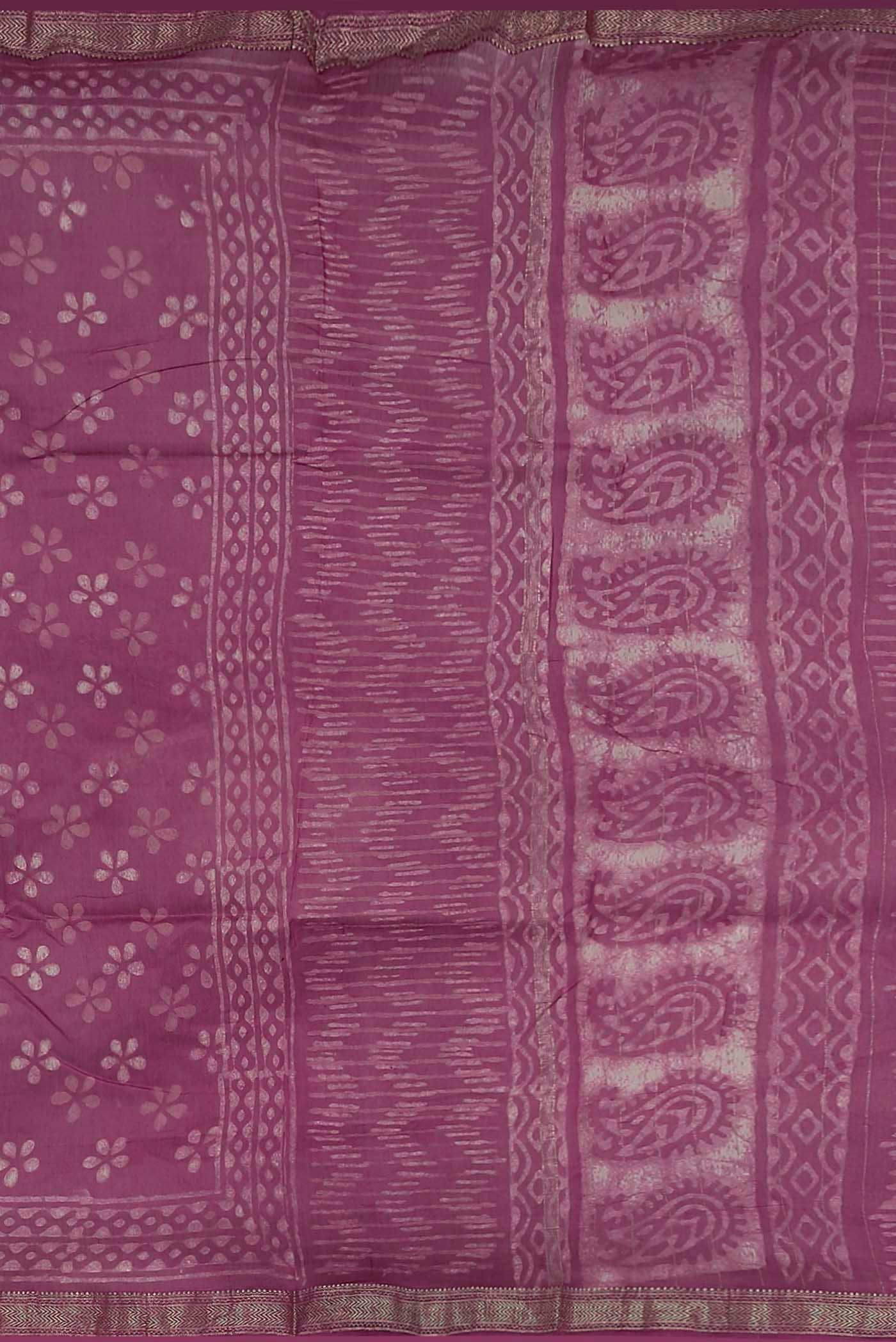 Rose pink Maheshwari Silk Cotton Saree