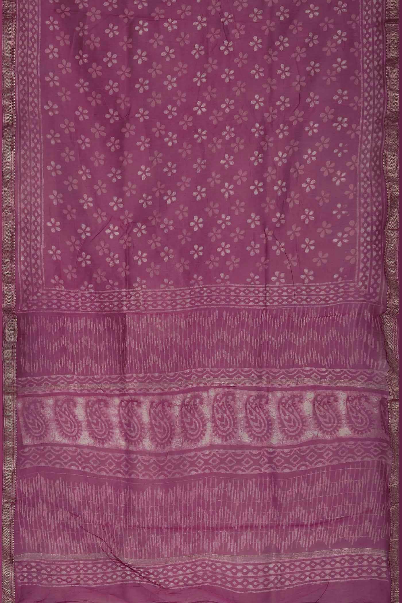 Rose pink Maheshwari Silk Cotton Saree