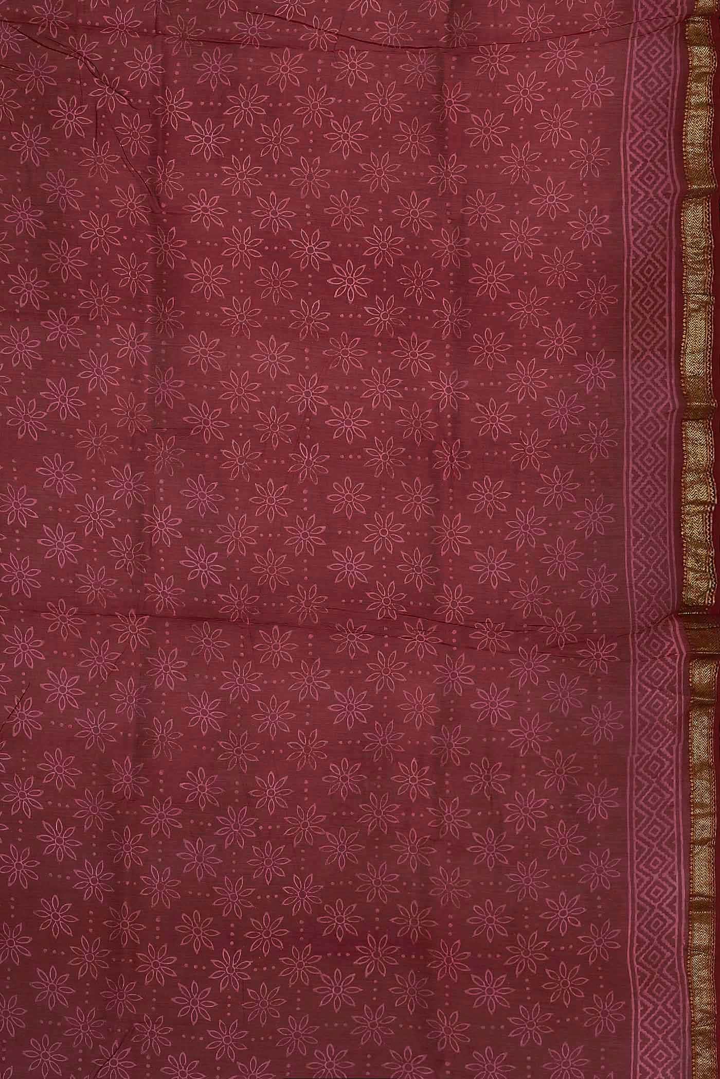 Red Maheshwari Silk Cotton Saree
