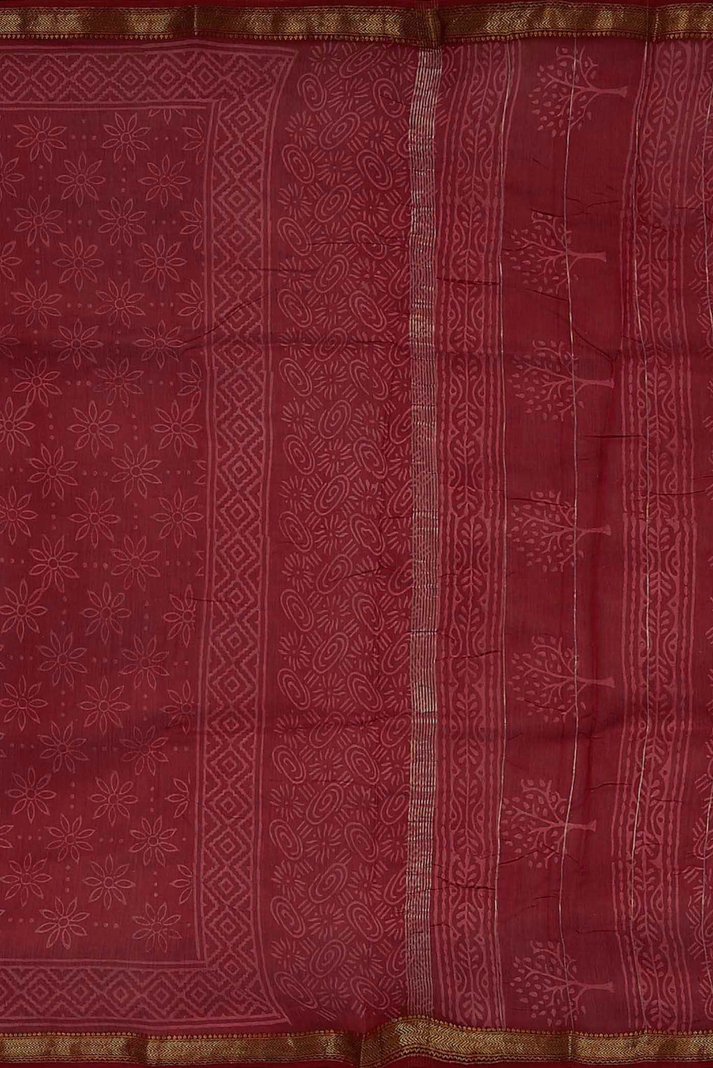 Red Maheshwari Silk Cotton Saree
