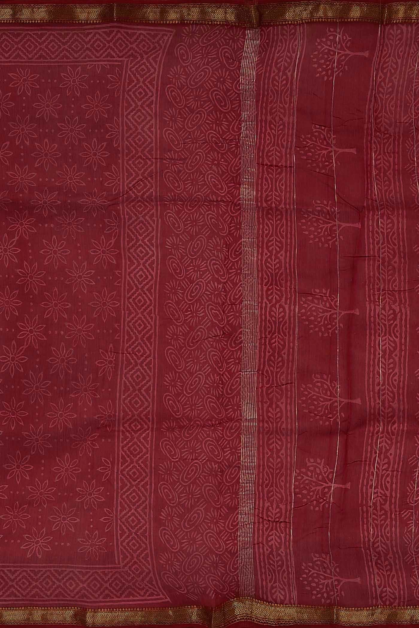 Red Maheshwari Silk Cotton Saree