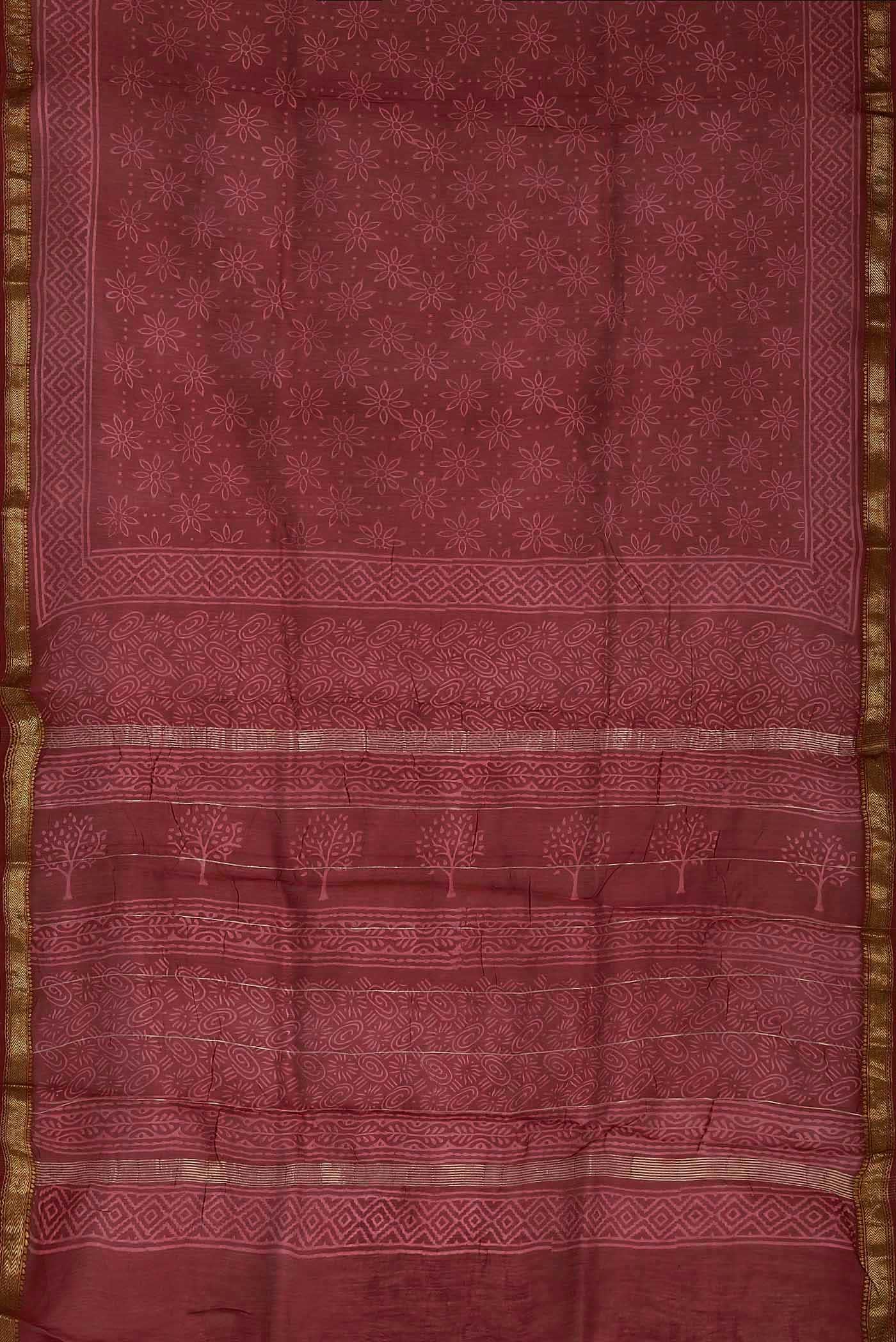 Red Maheshwari Silk Cotton Saree