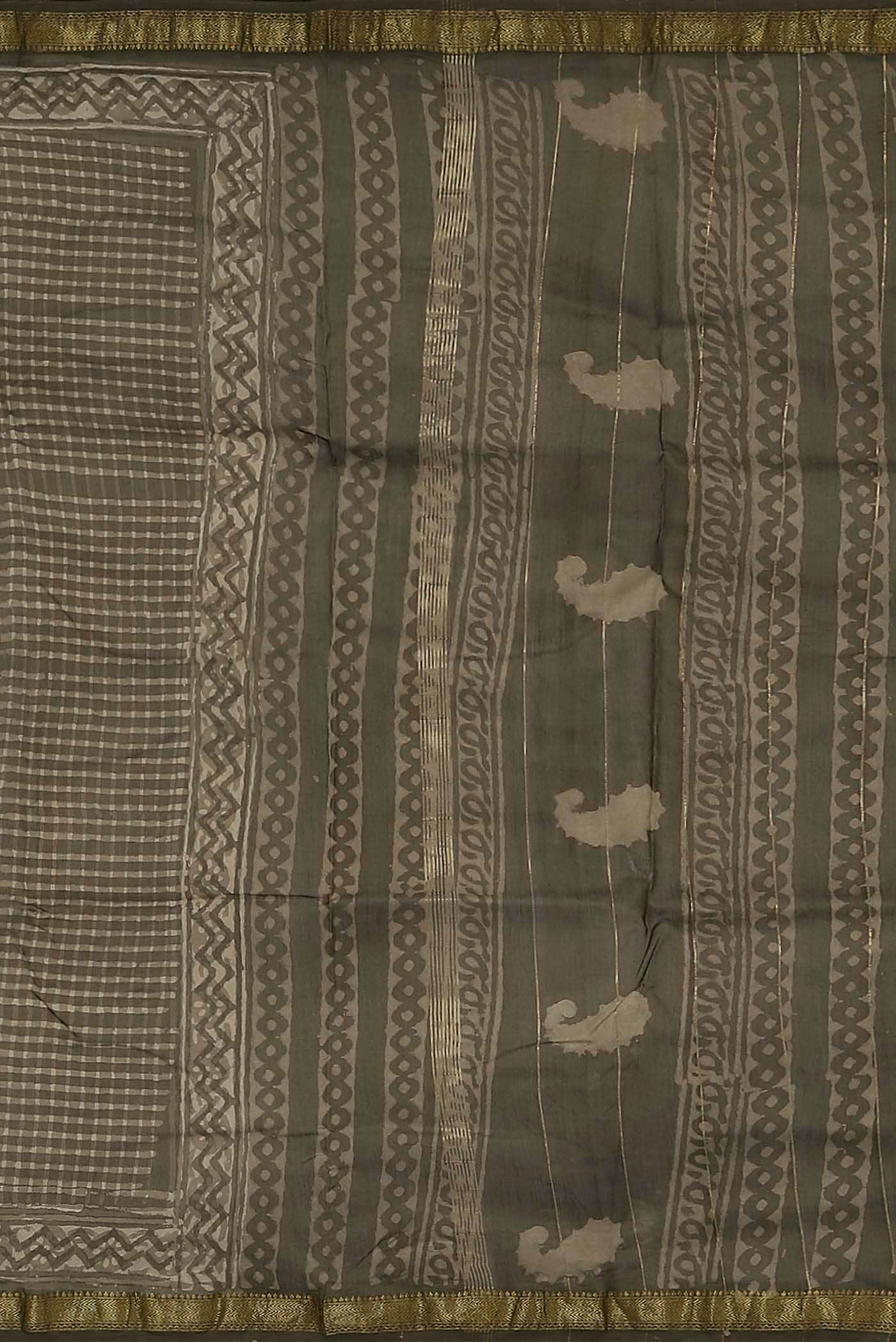 Green Maheshwari Silk Cotton Saree