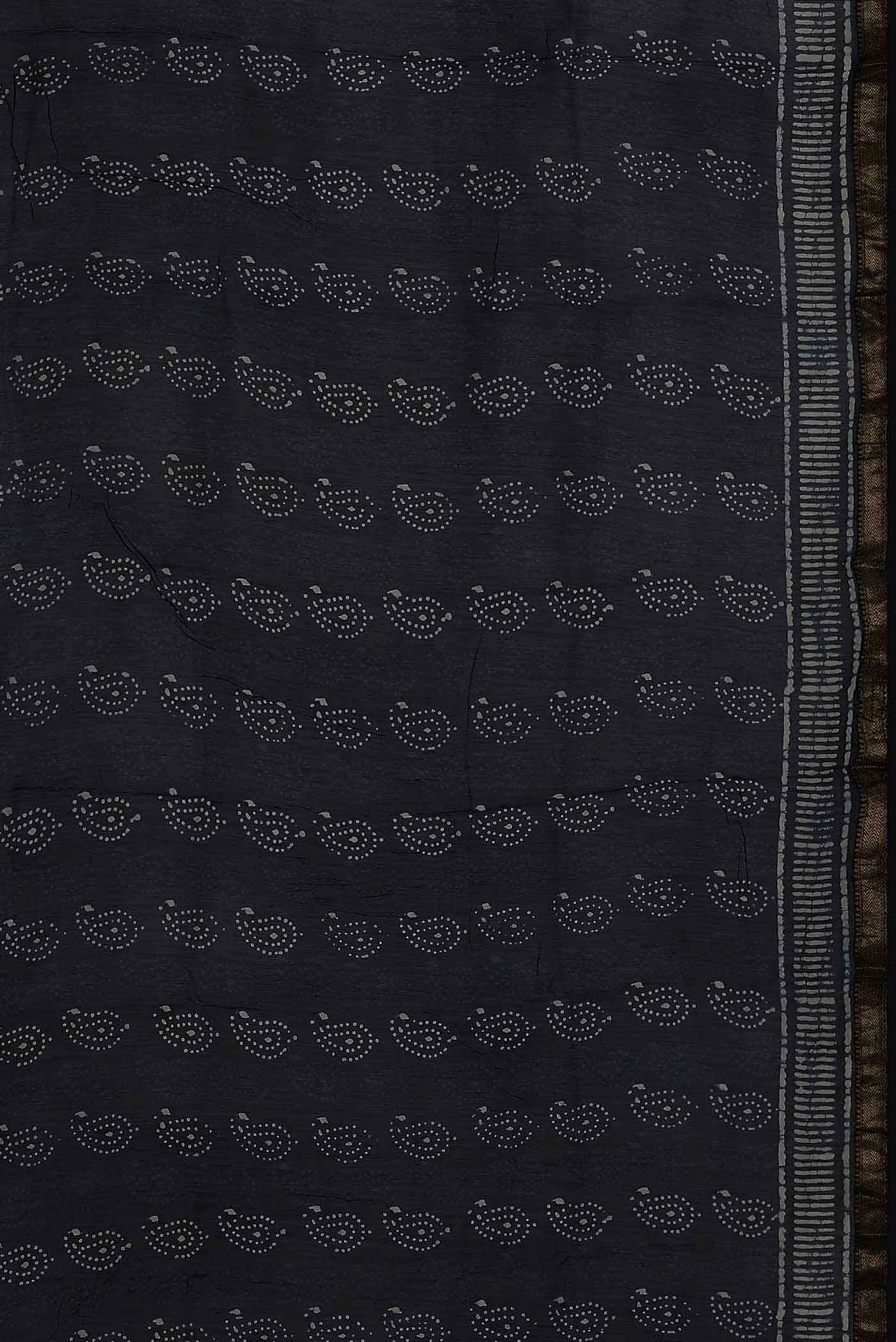 Navy Blue Maheshwari Silk Cotton Saree