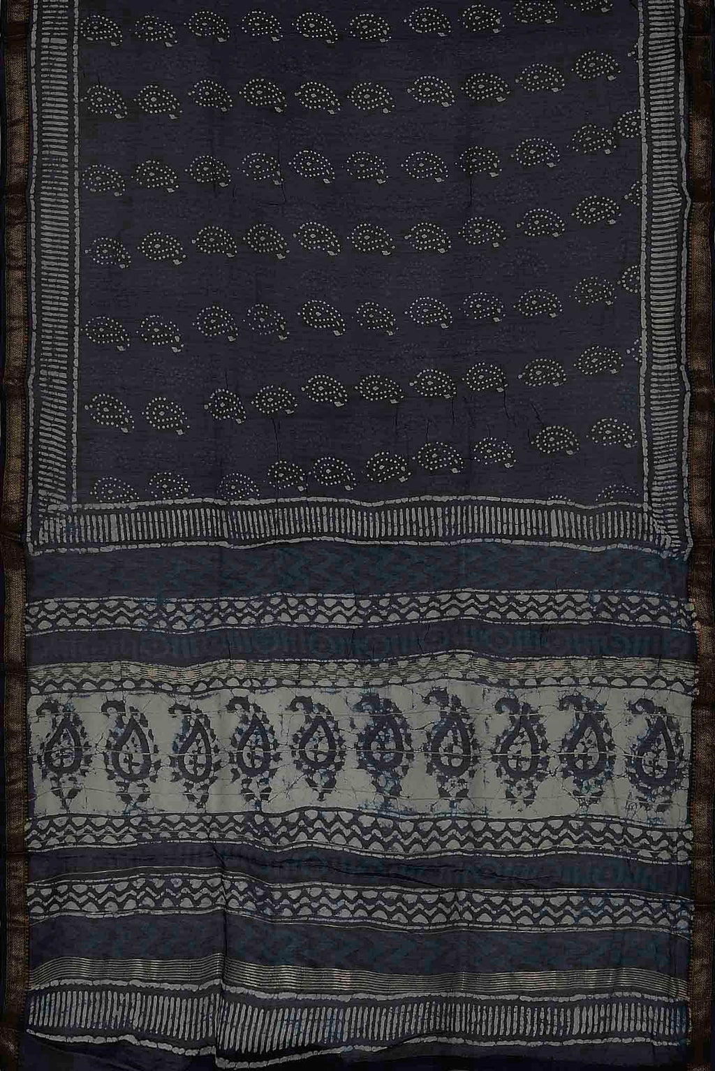 Navy Blue Maheshwari Silk Cotton Saree