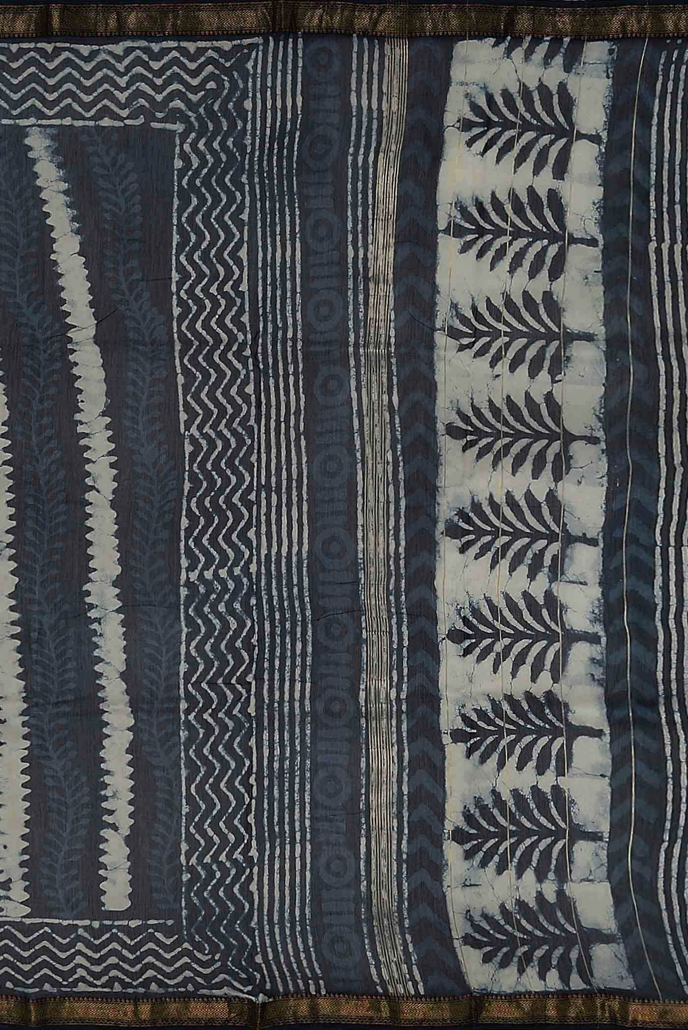Indigo Maheshwari Silk Cotton Saree