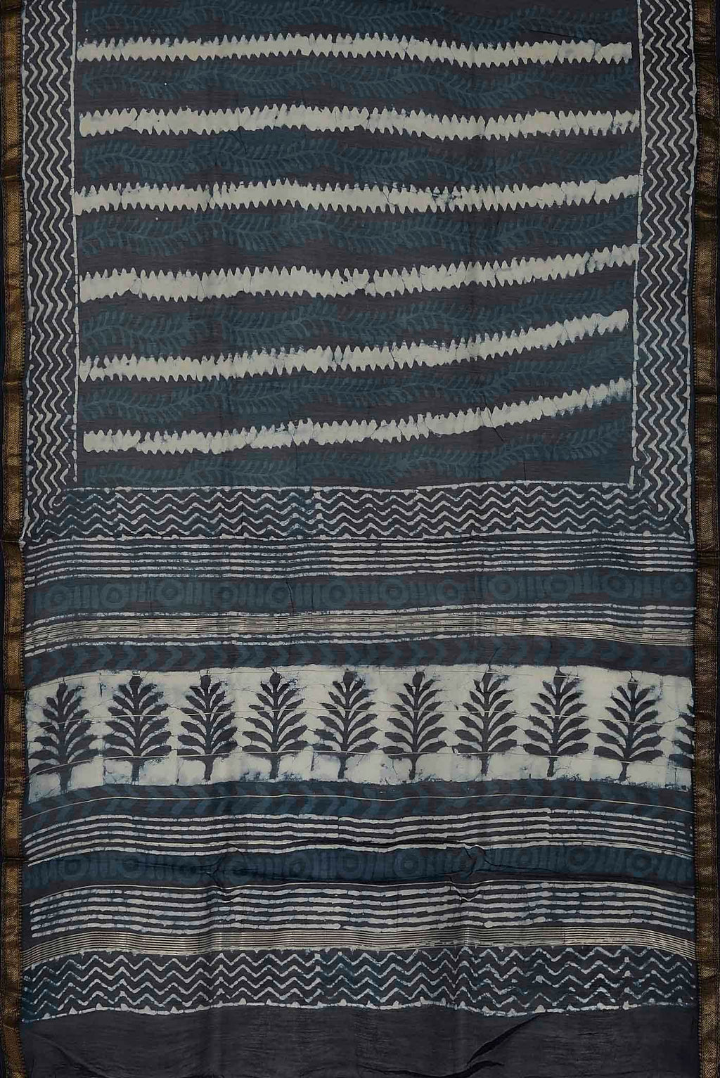 Indigo Maheshwari Silk Cotton Saree