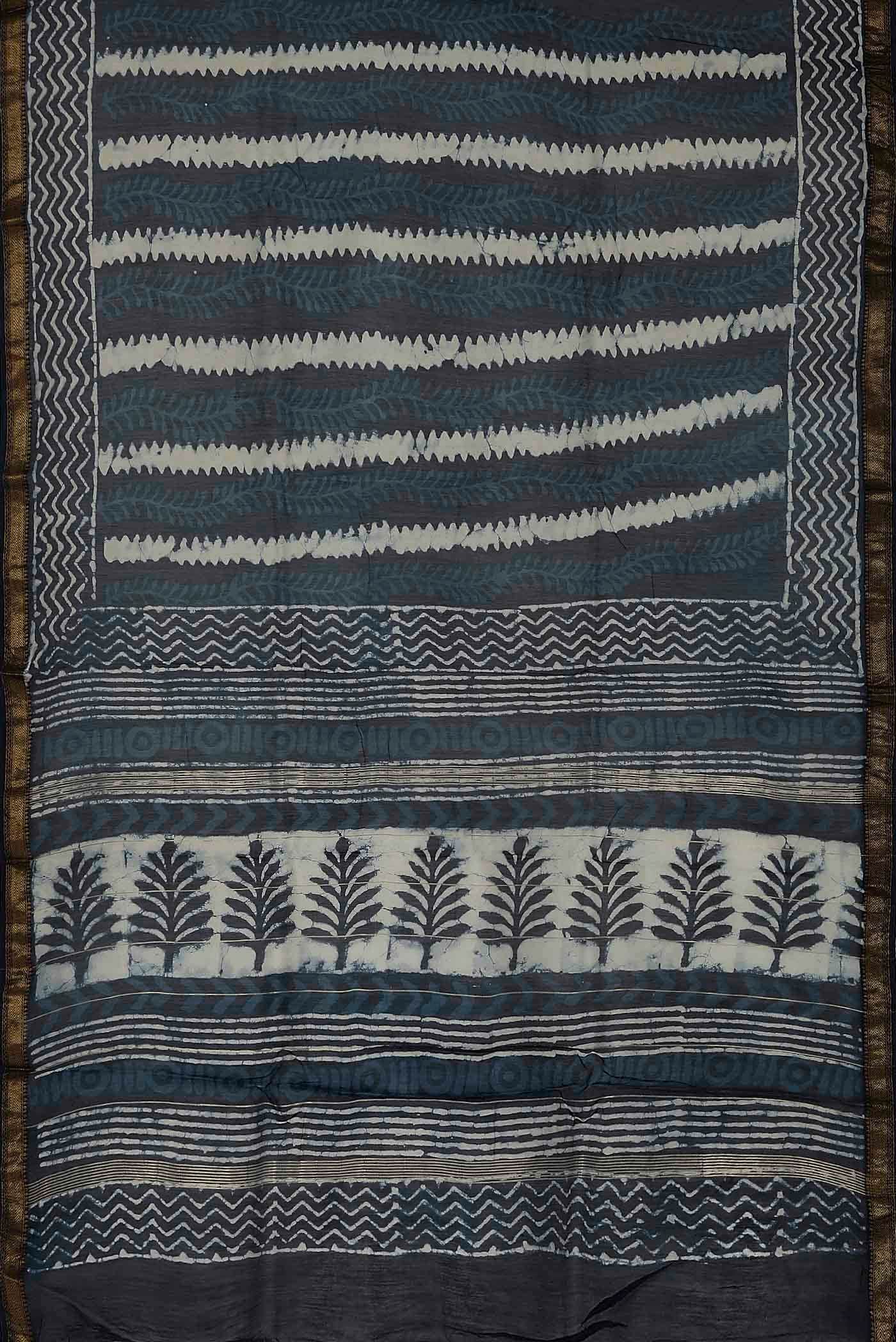 Indigo Maheshwari Silk Cotton Saree
