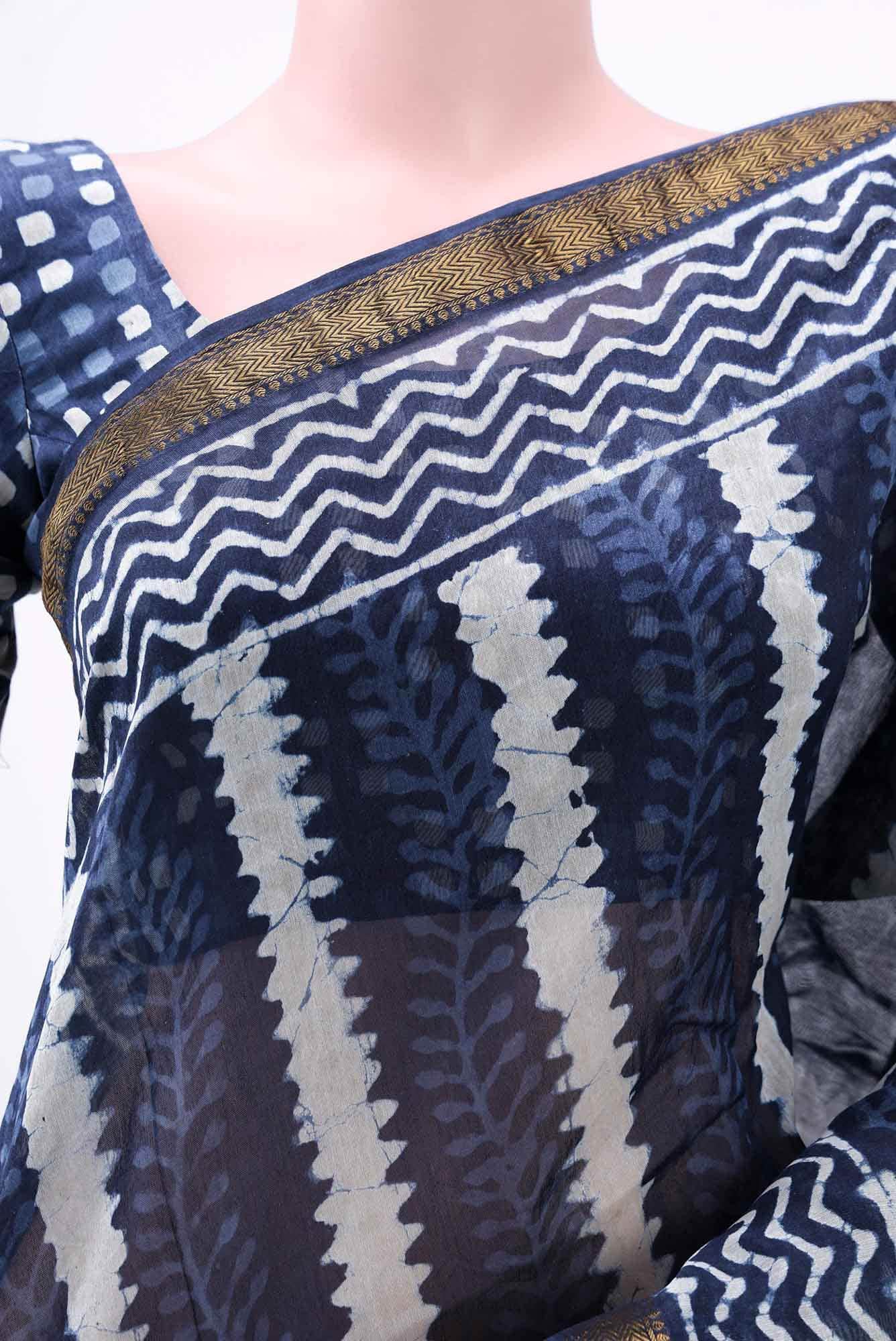 Blue Maheshwari Silk Cotton Saree