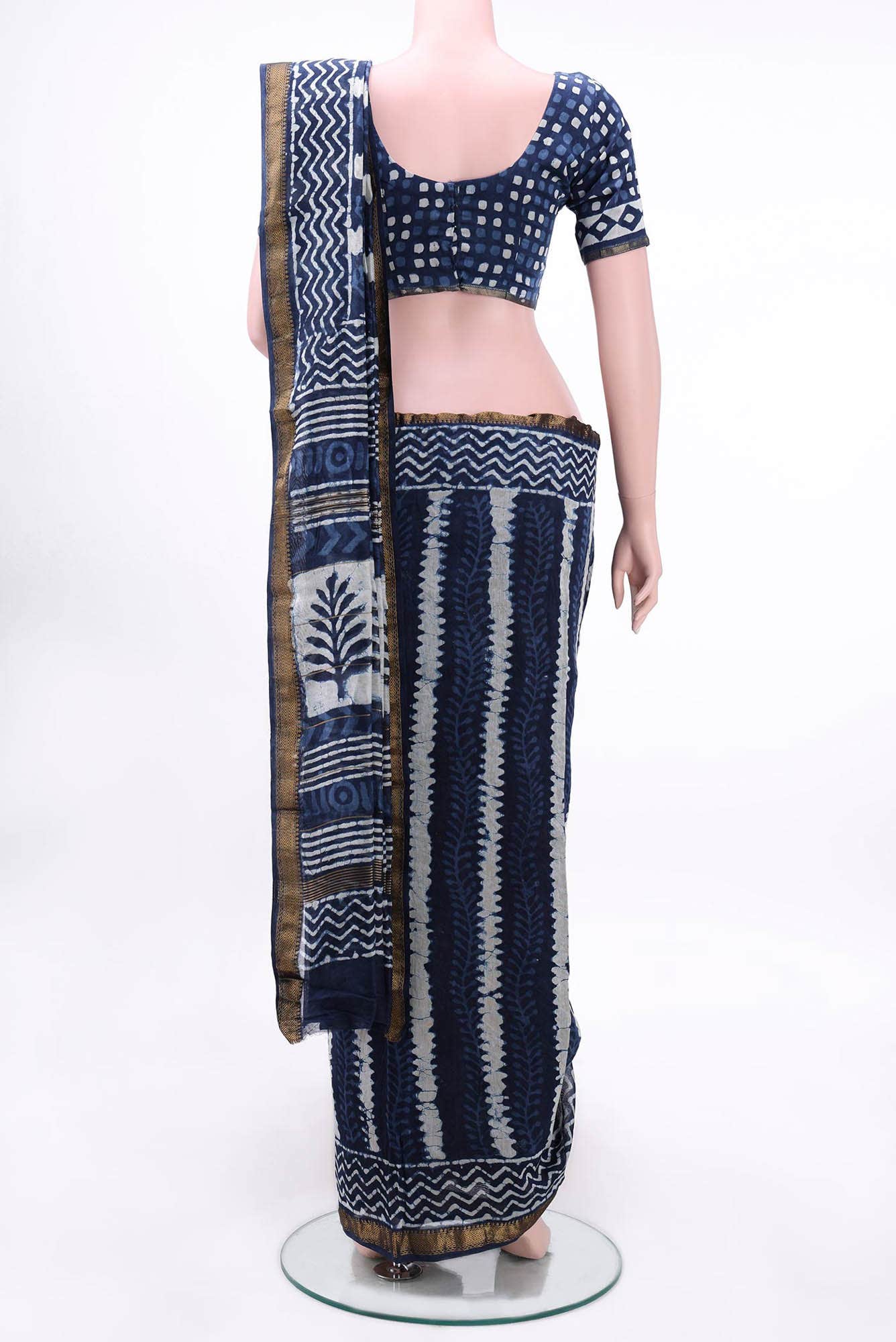 Blue Maheshwari Silk Cotton Saree