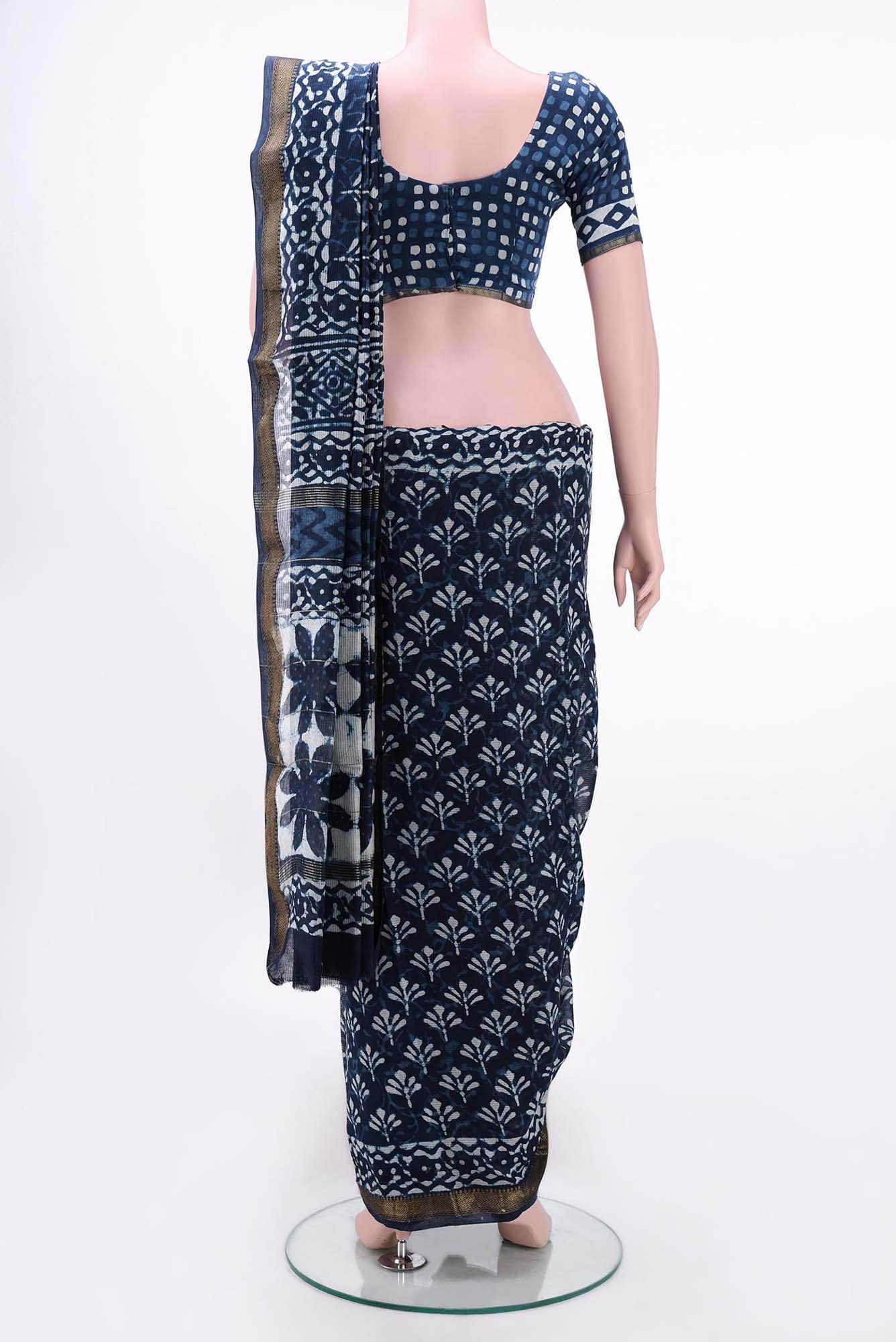 Blue Maheshwari Silk Cotton Saree