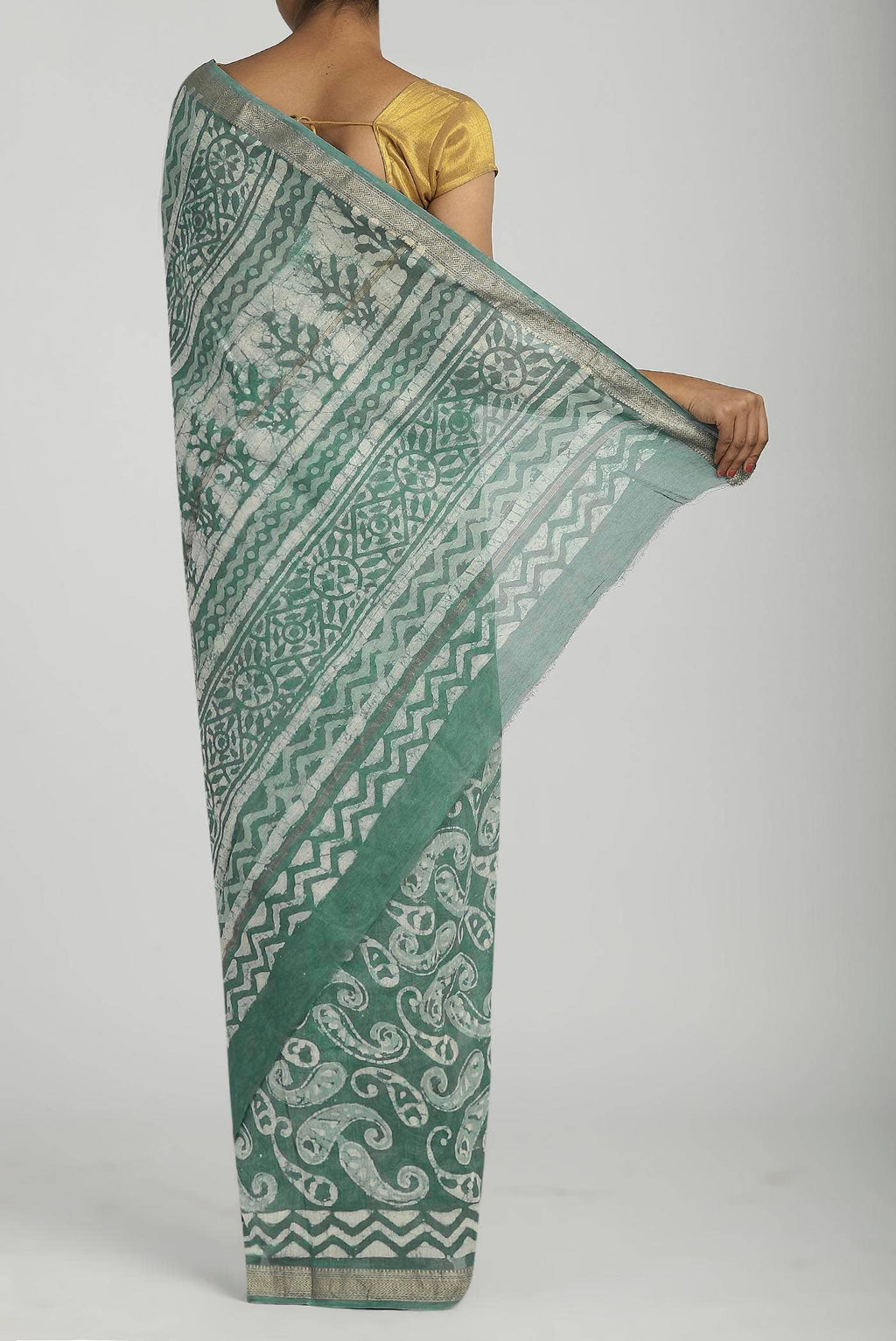 Green Maheshwari Silk Cotton Saree