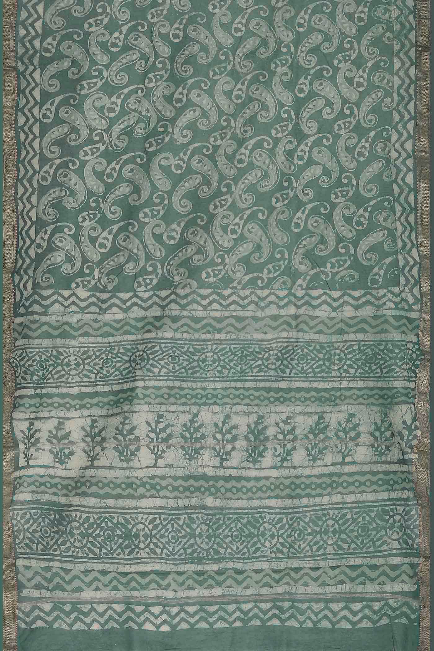 Green Maheshwari Silk Cotton Saree