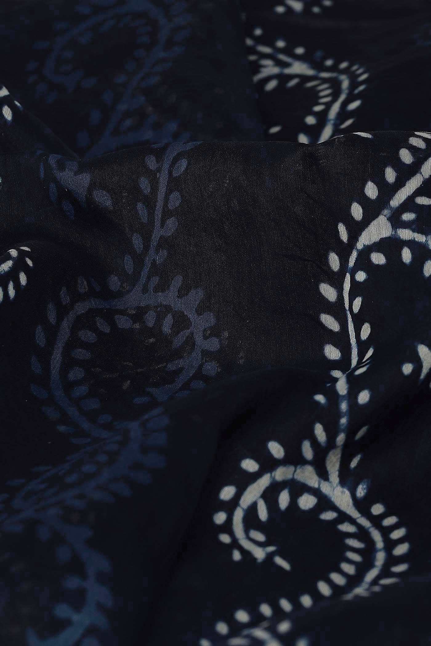 Navy Blue Maheshwari Silk Cotton Saree