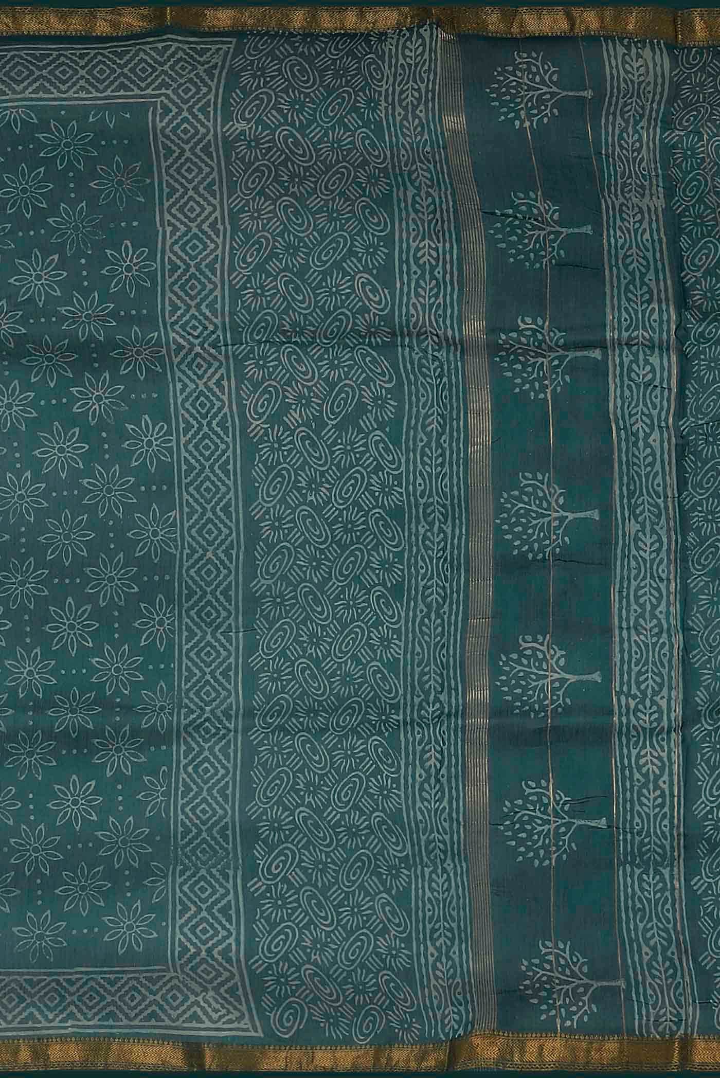 Green Maheshwari Silk Cotton Saree