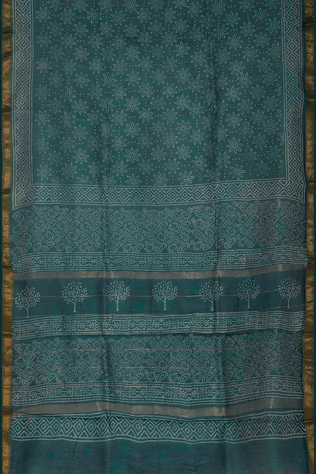 Green Maheshwari Silk Cotton Saree