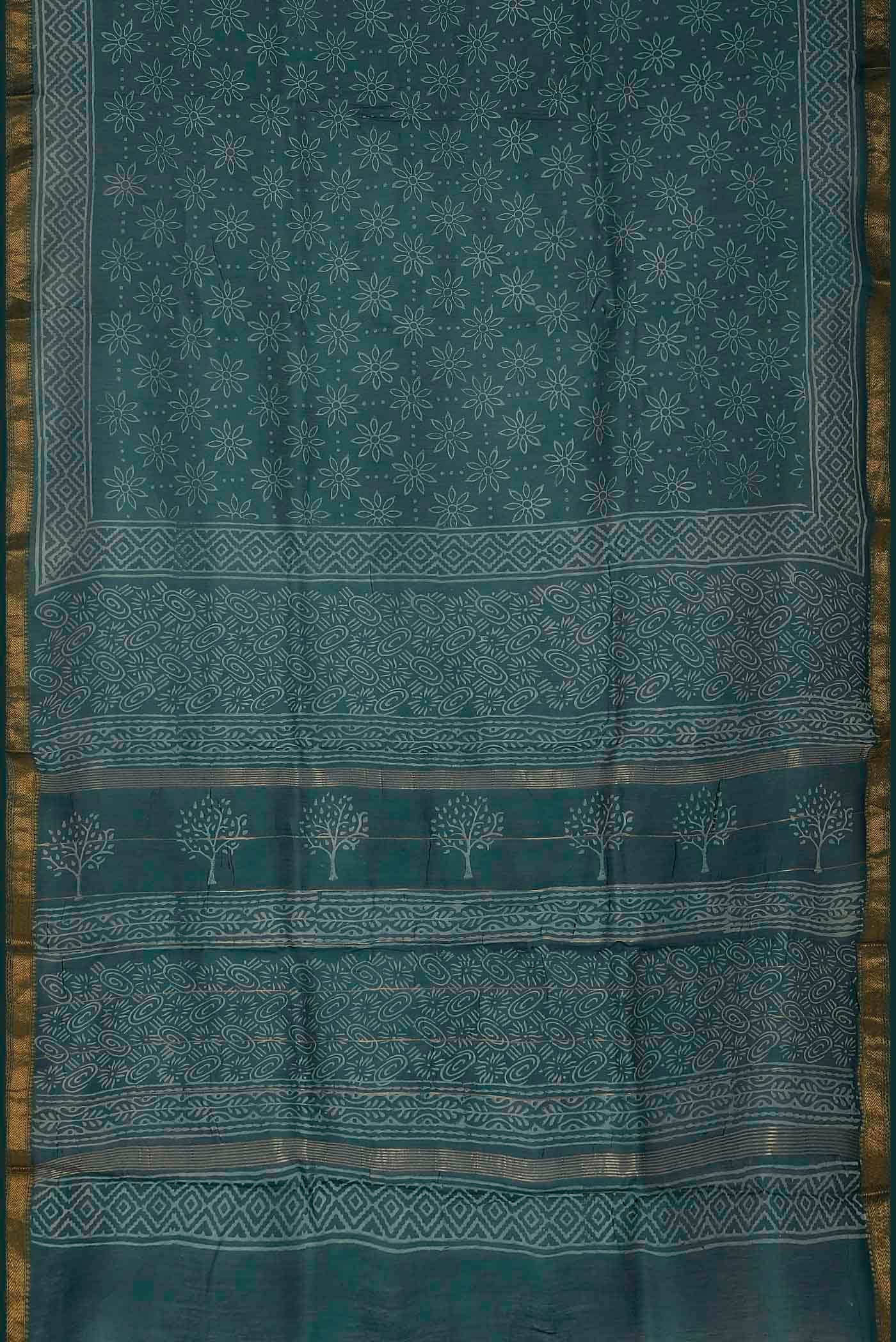 Green Maheshwari Silk Cotton Saree