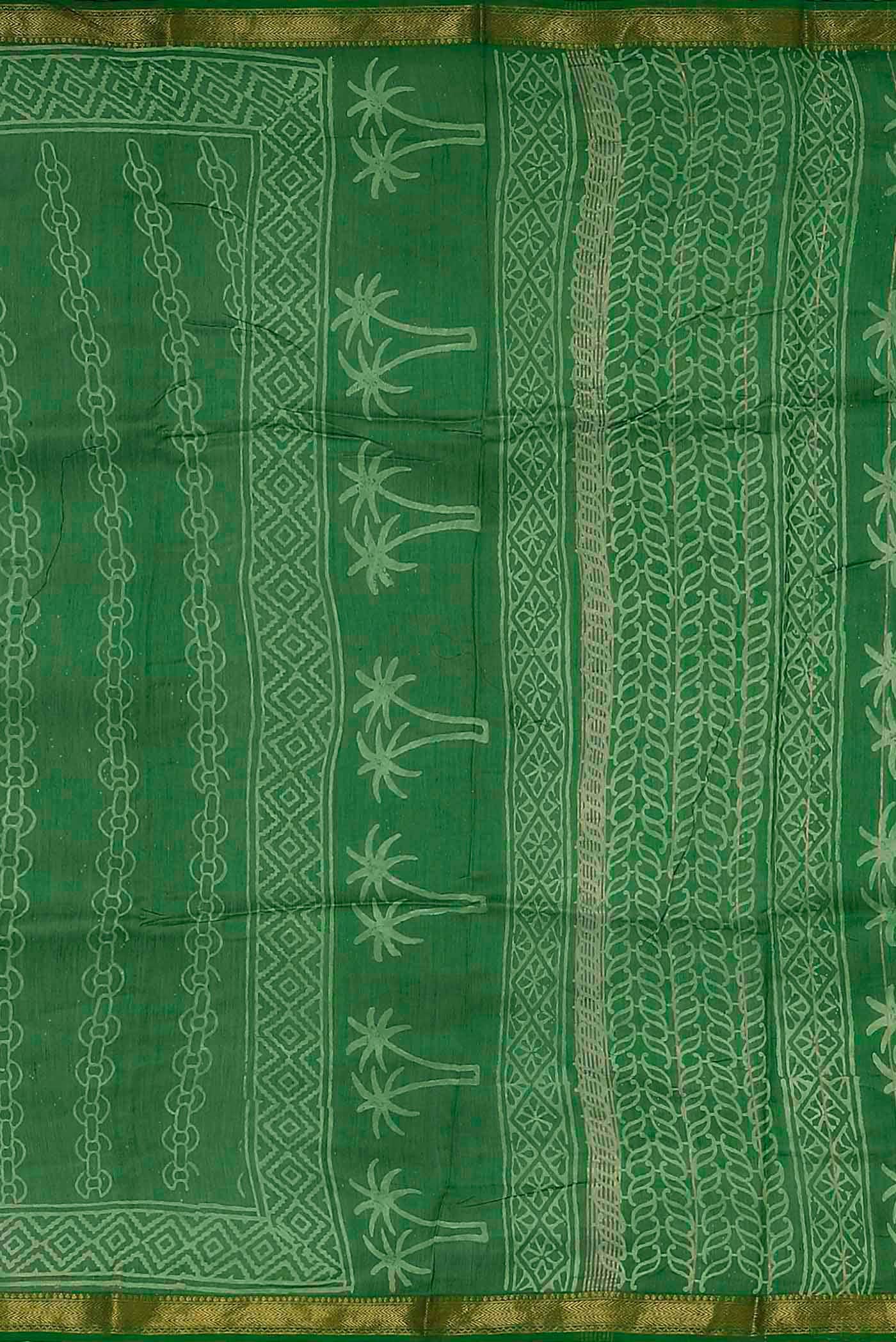Green Maheshwari Silk Cotton Saree