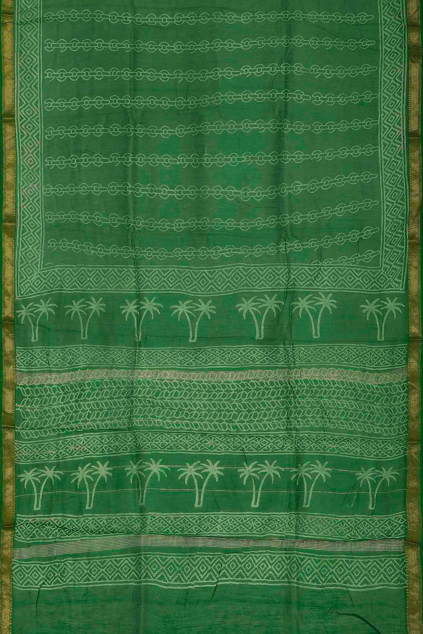 Green Maheshwari Silk Cotton Saree