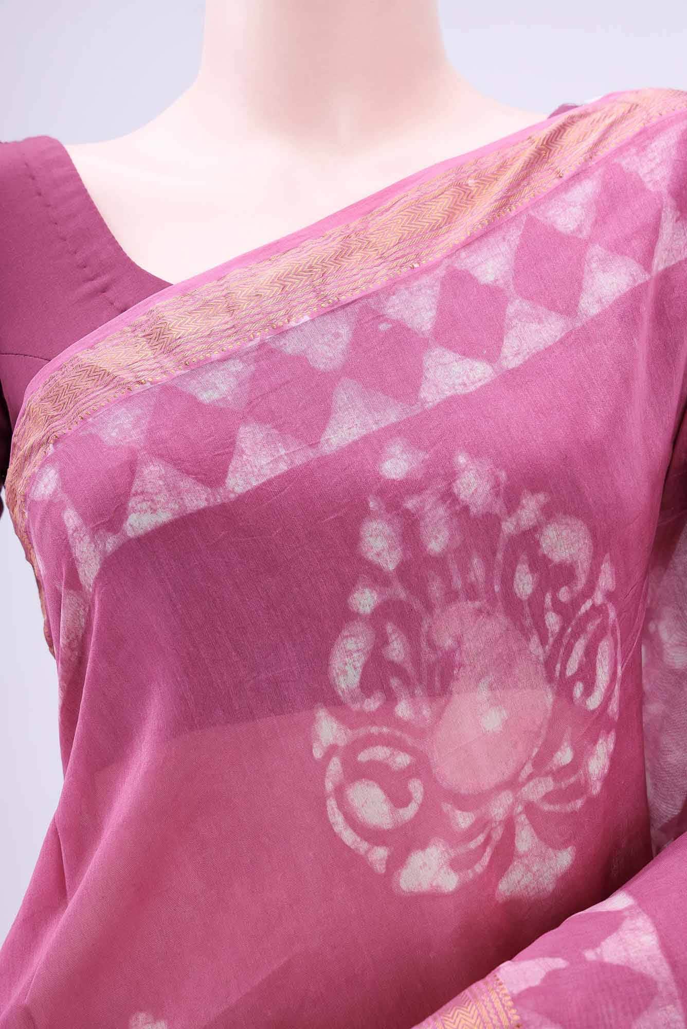 Pink Maheshwari Silk Cotton Saree