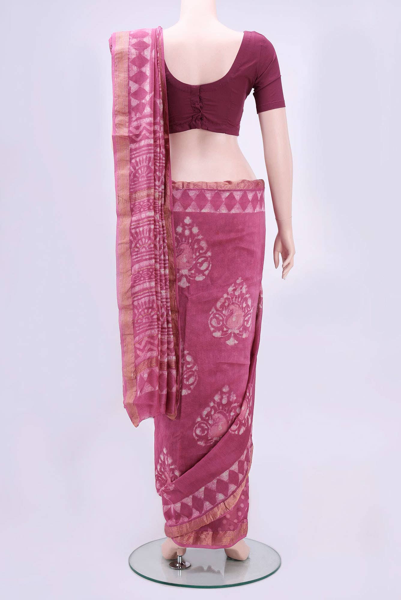 Pink Maheshwari Silk Cotton Saree