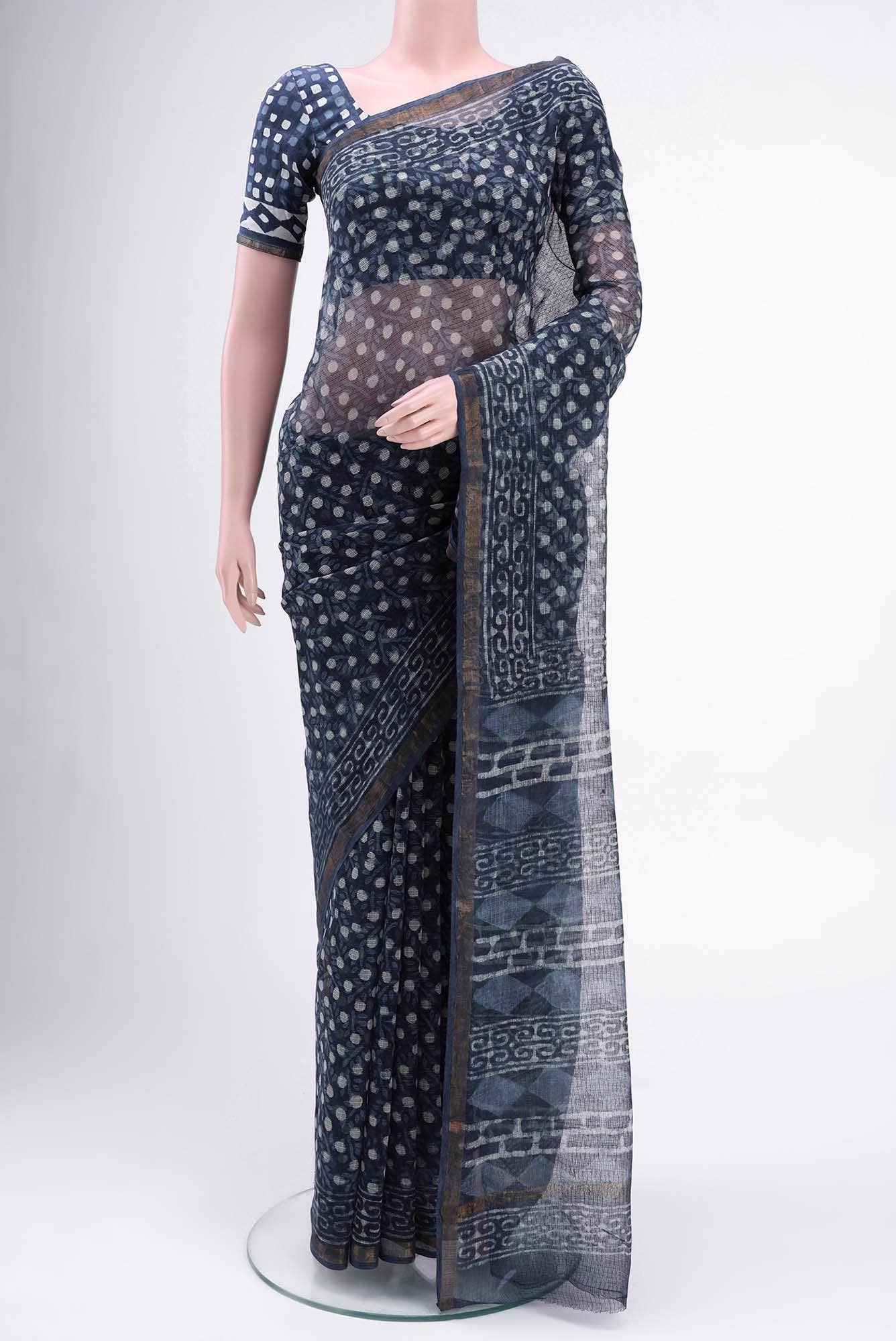 Blue Maheshwari Silk Cotton Saree