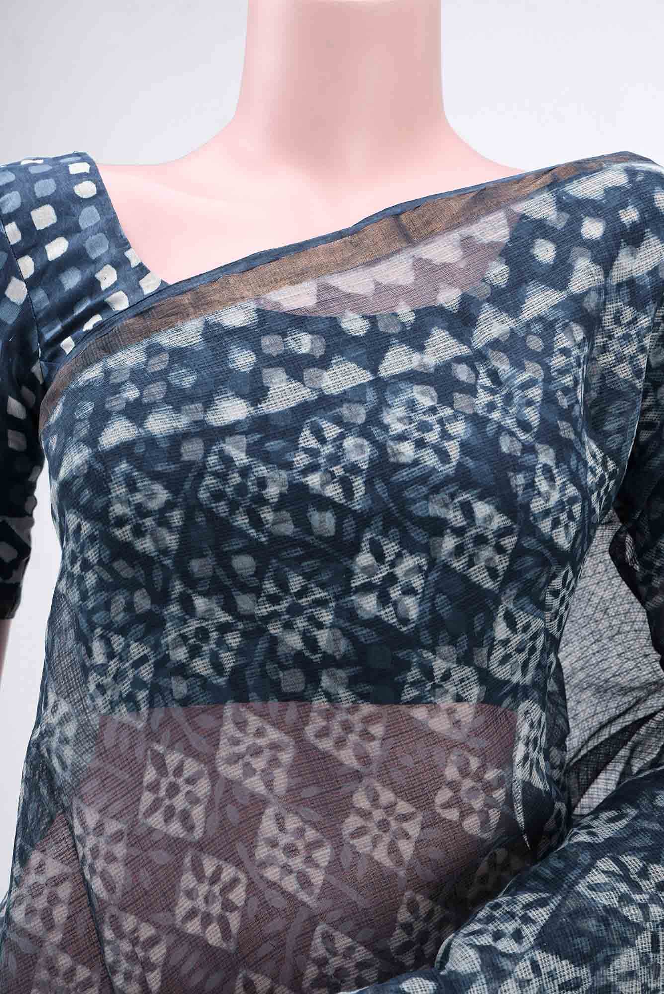 Blue Maheshwari Silk Cotton Saree
