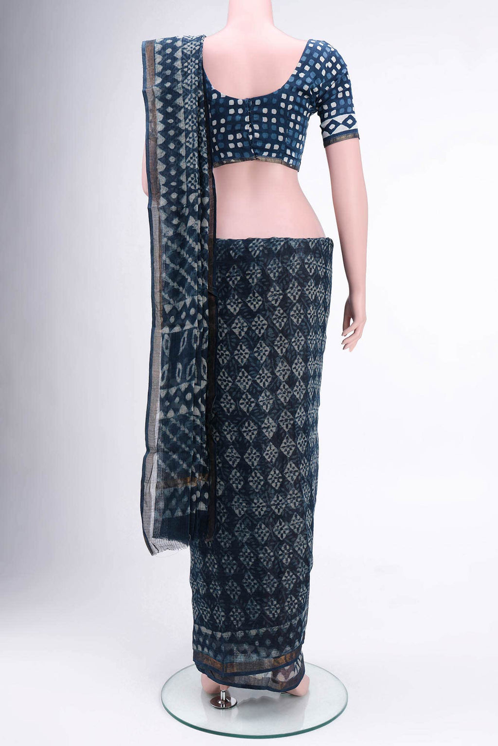 Blue Maheshwari Silk Cotton Saree