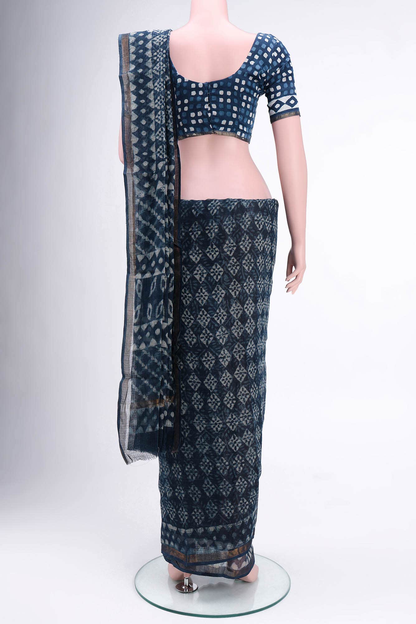 Blue Maheshwari Silk Cotton Saree