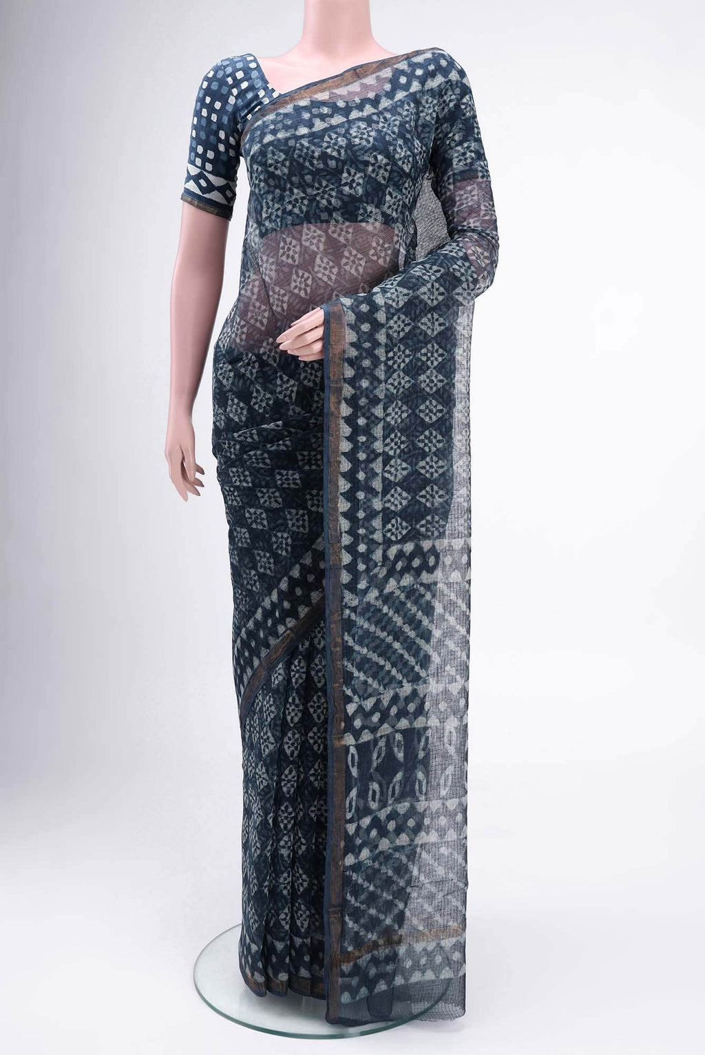 Blue Maheshwari Silk Cotton Saree