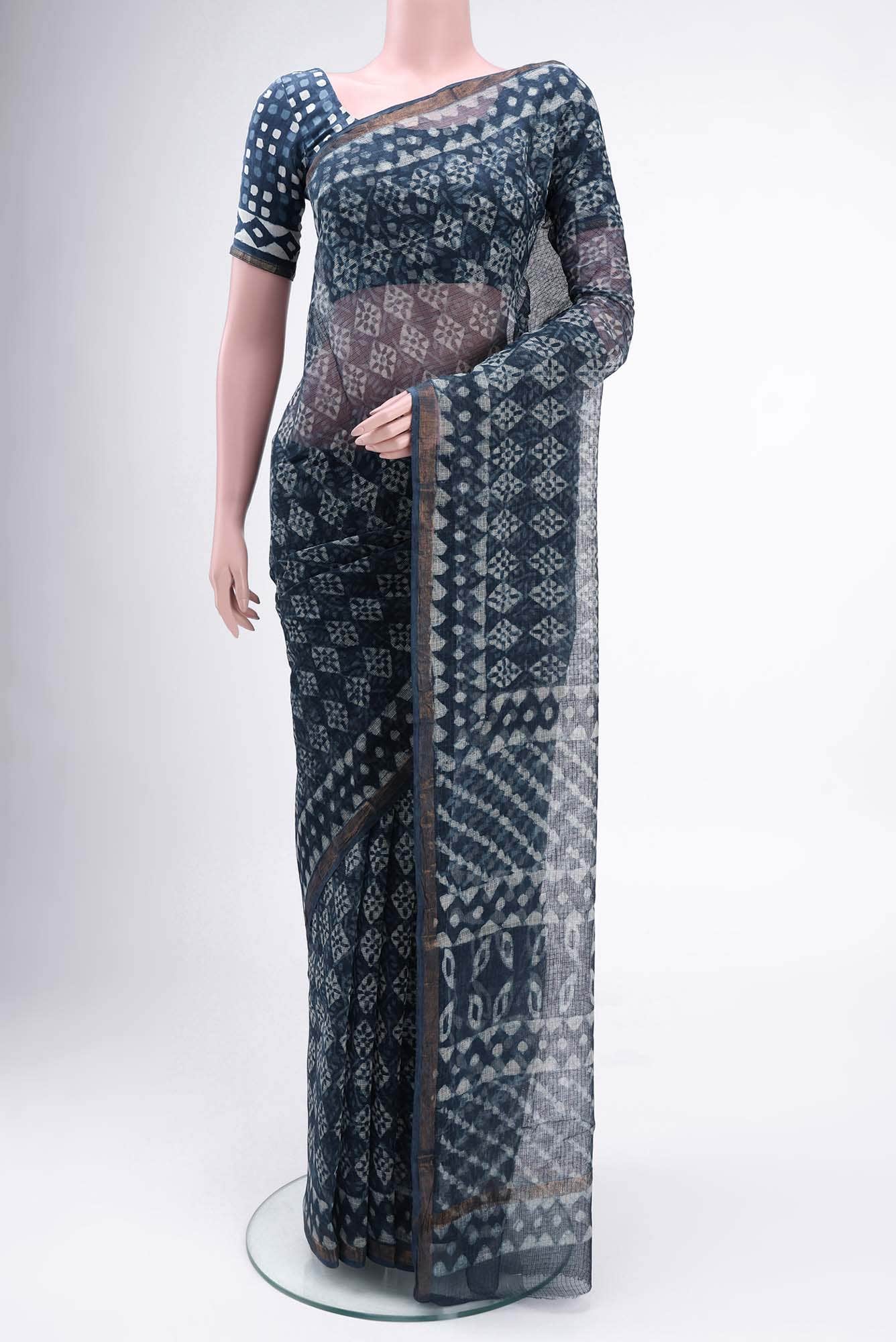 Blue Maheshwari Silk Cotton Saree