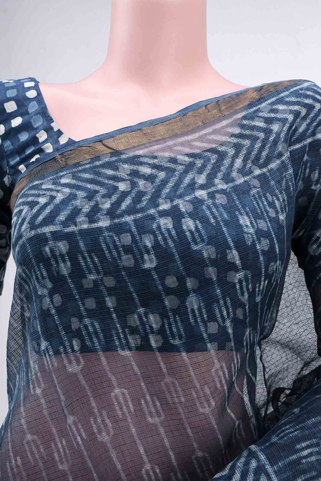 Blue Maheshwari Silk Cotton Saree