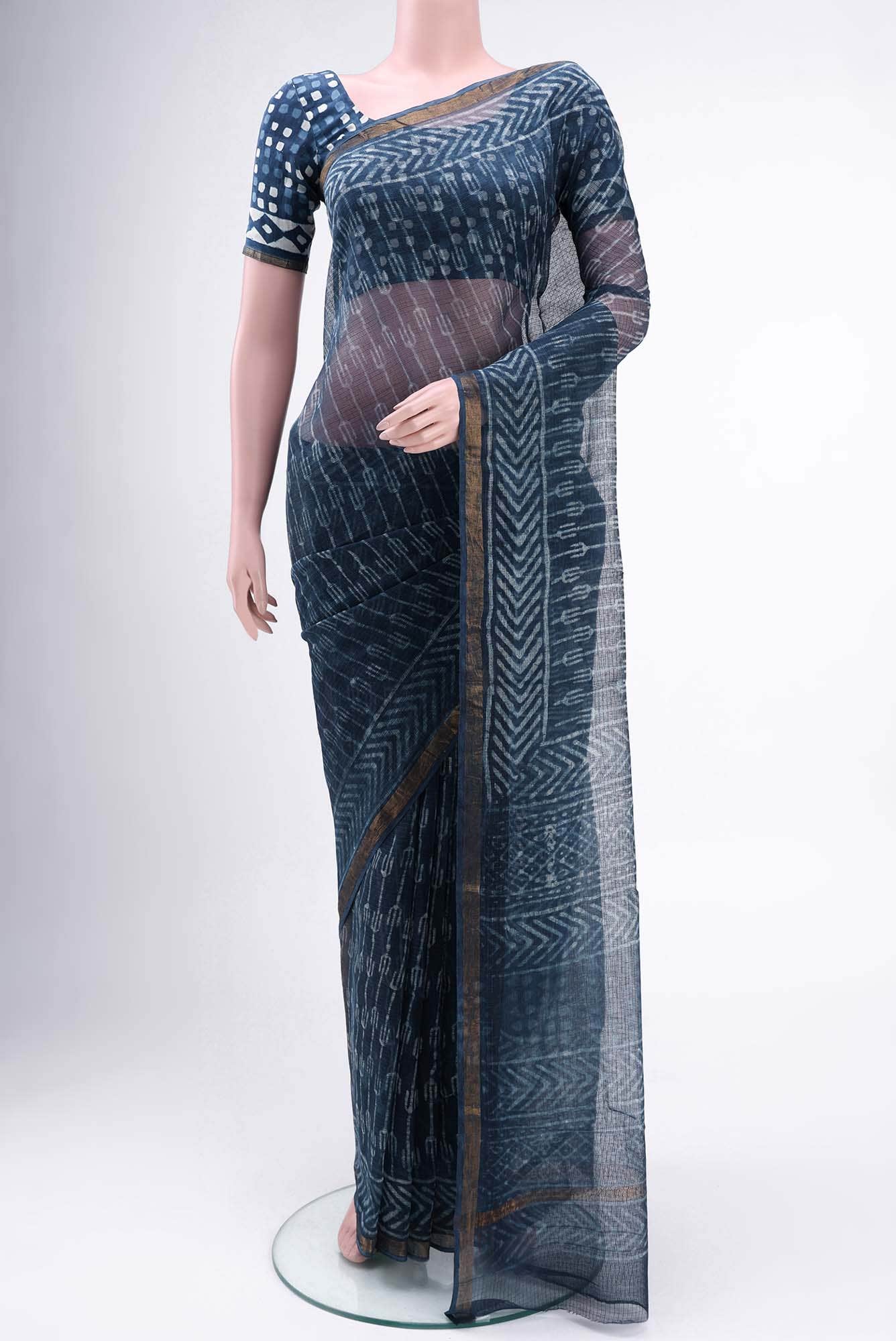 Blue Maheshwari Silk Cotton Saree