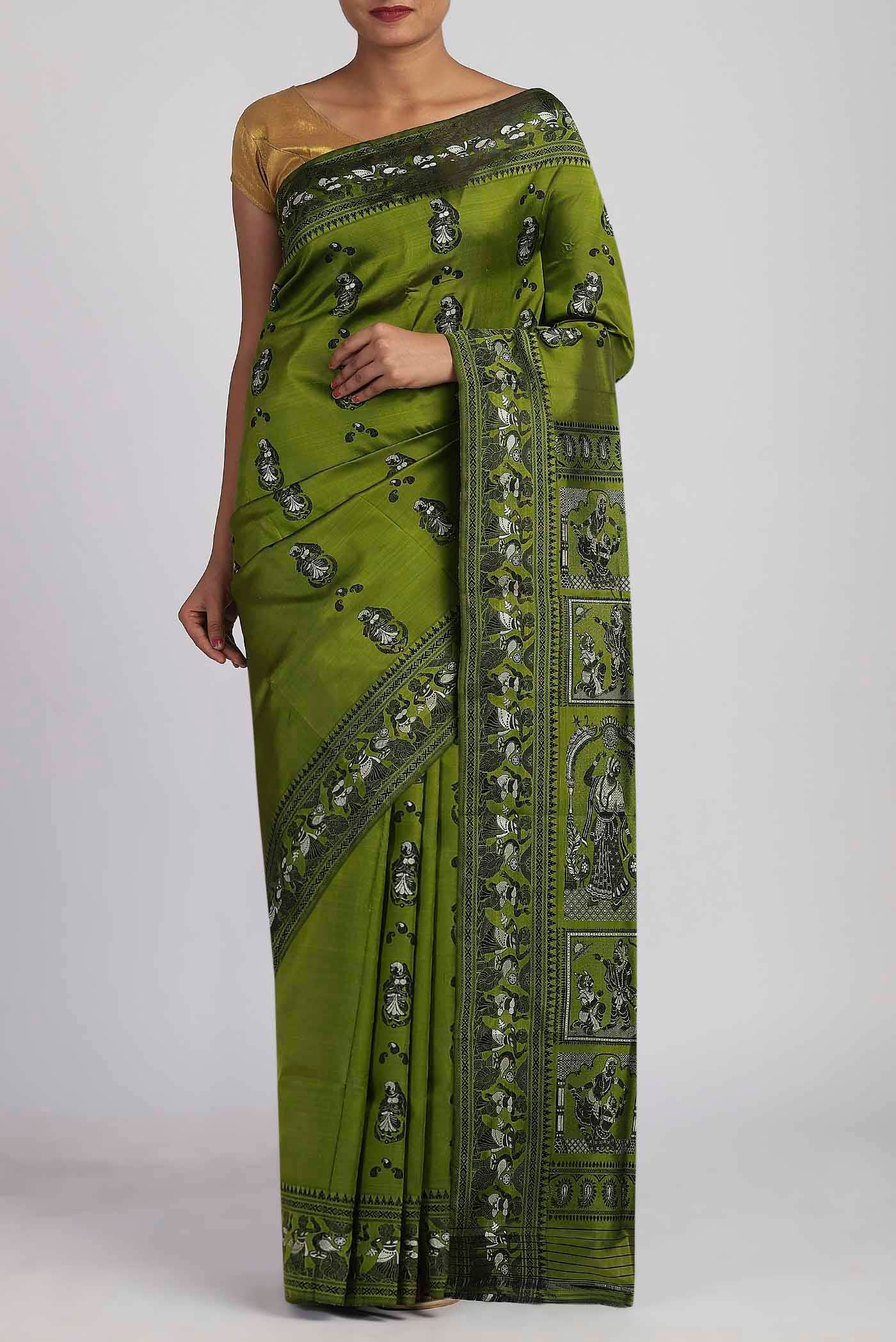 Green Baluchari Silk Saree
