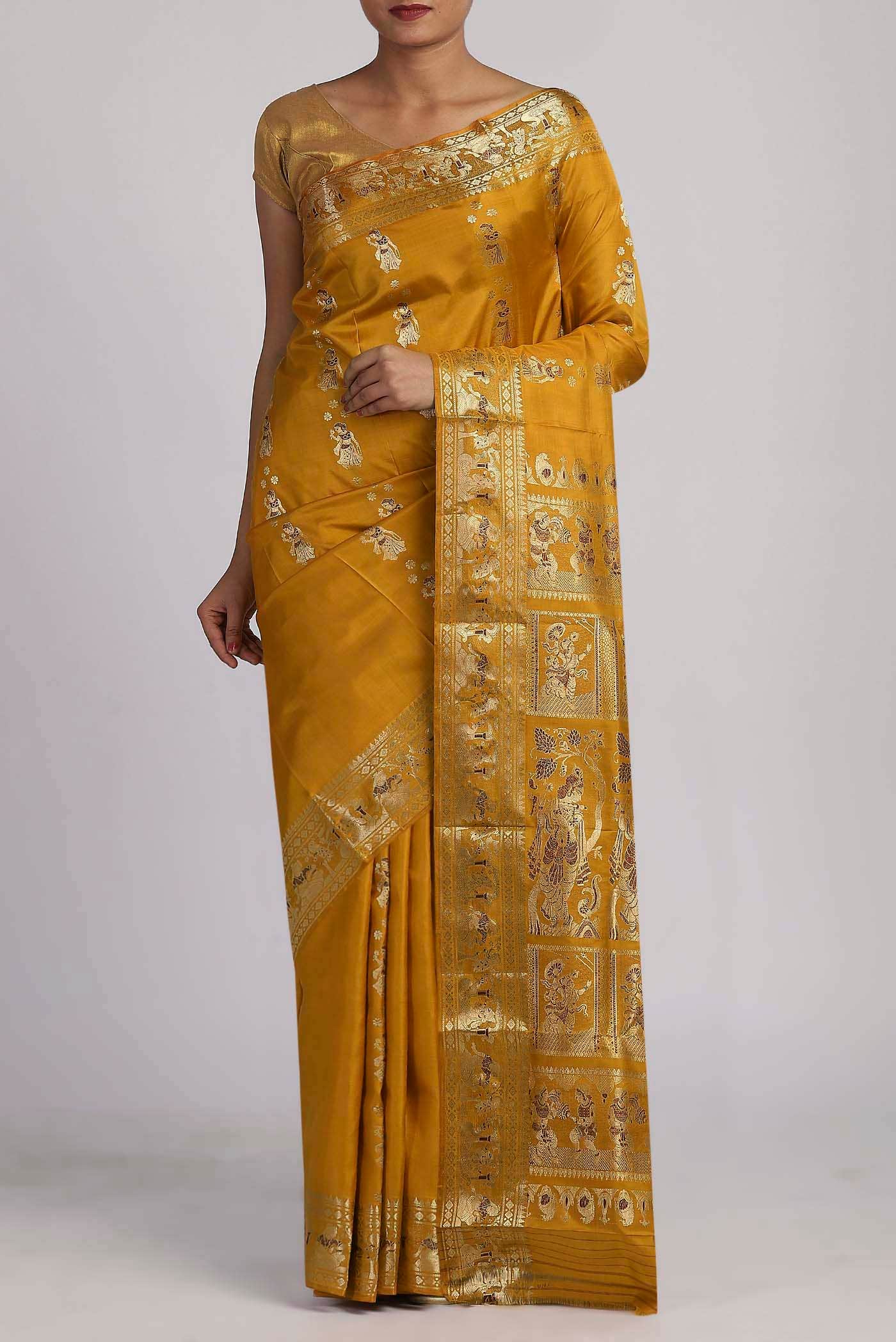 Yellow Baluchari Silk Saree