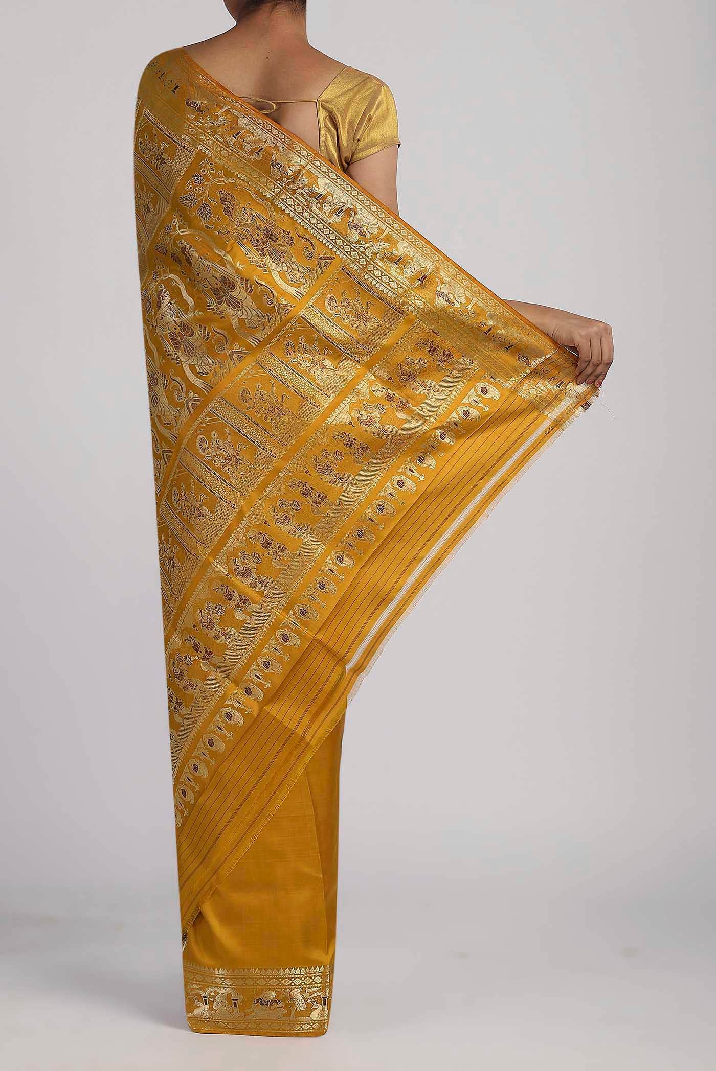 Yellow Baluchari Silk Saree