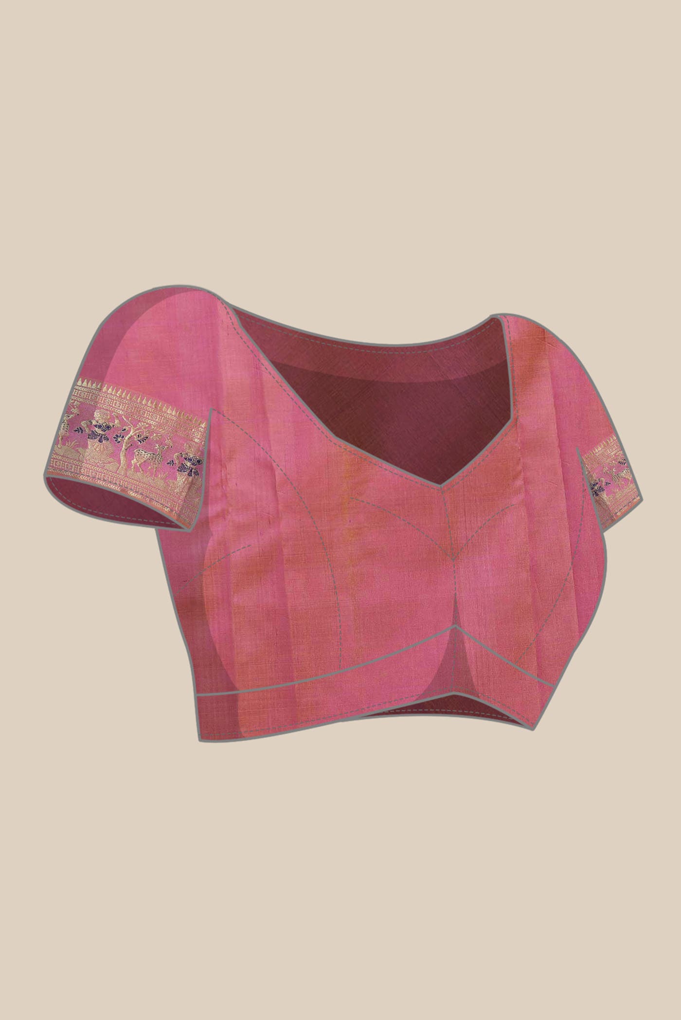 Rose pink Baluchari Silk Saree