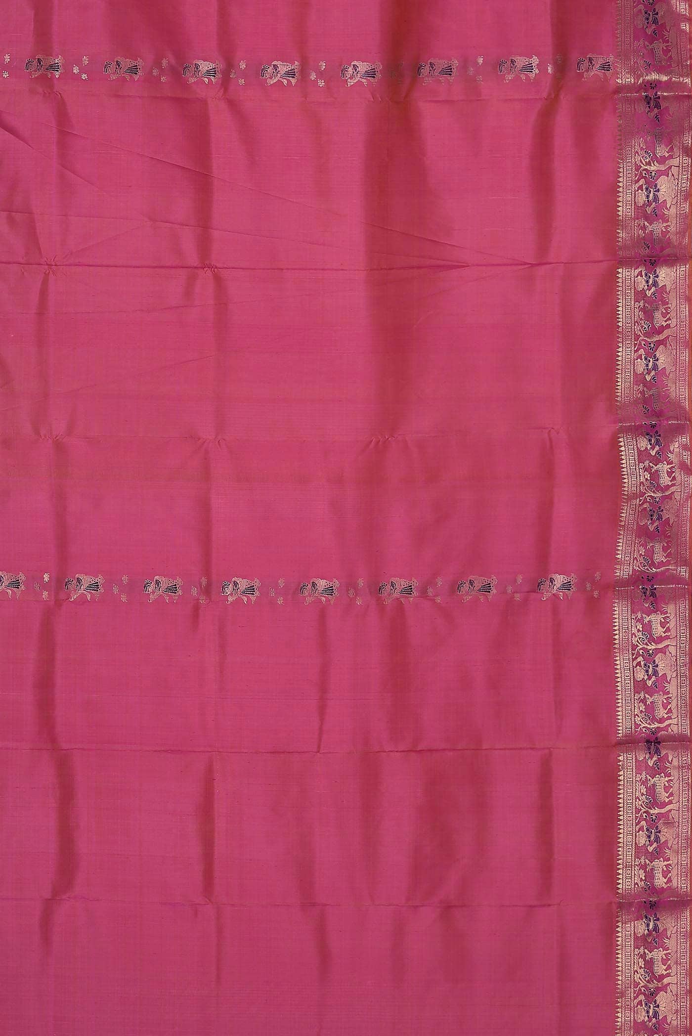 Rose pink Baluchari Silk Saree
