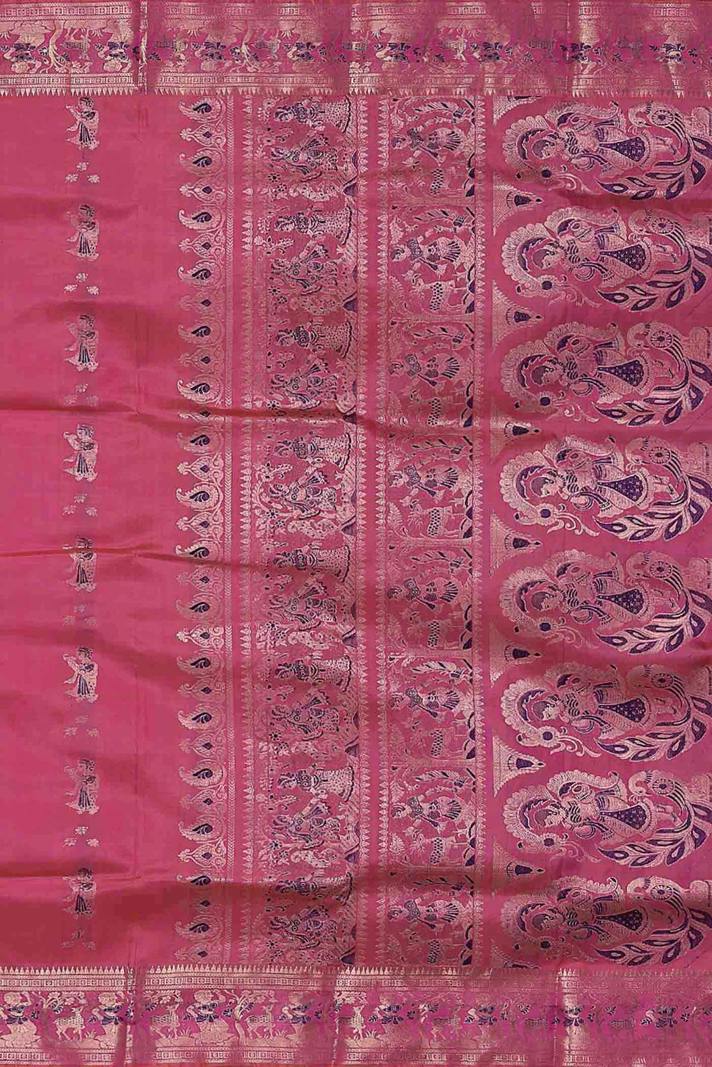 Rose pink Baluchari Silk Saree