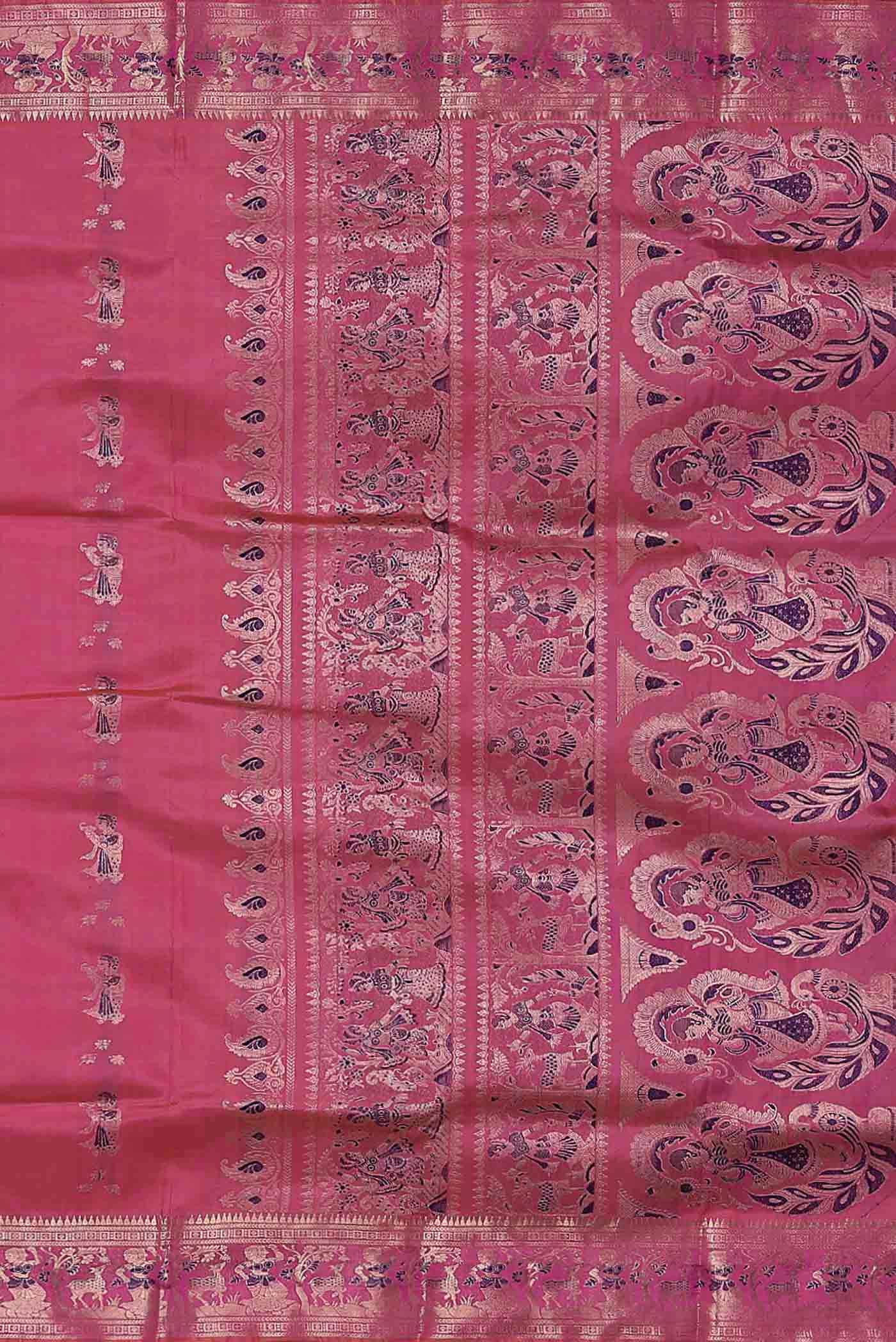 Rose pink Baluchari Silk Saree
