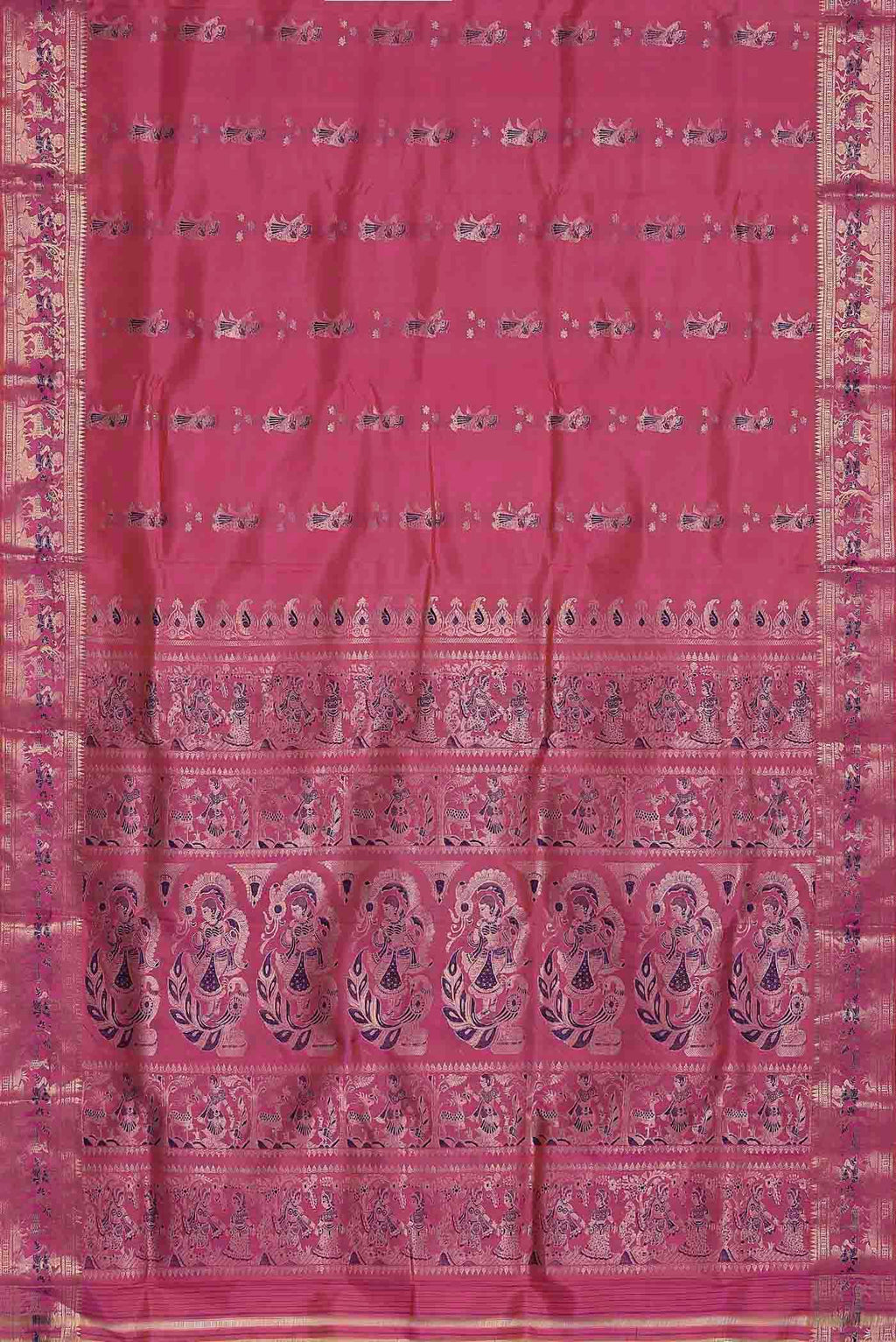 Rose pink Baluchari Silk Saree