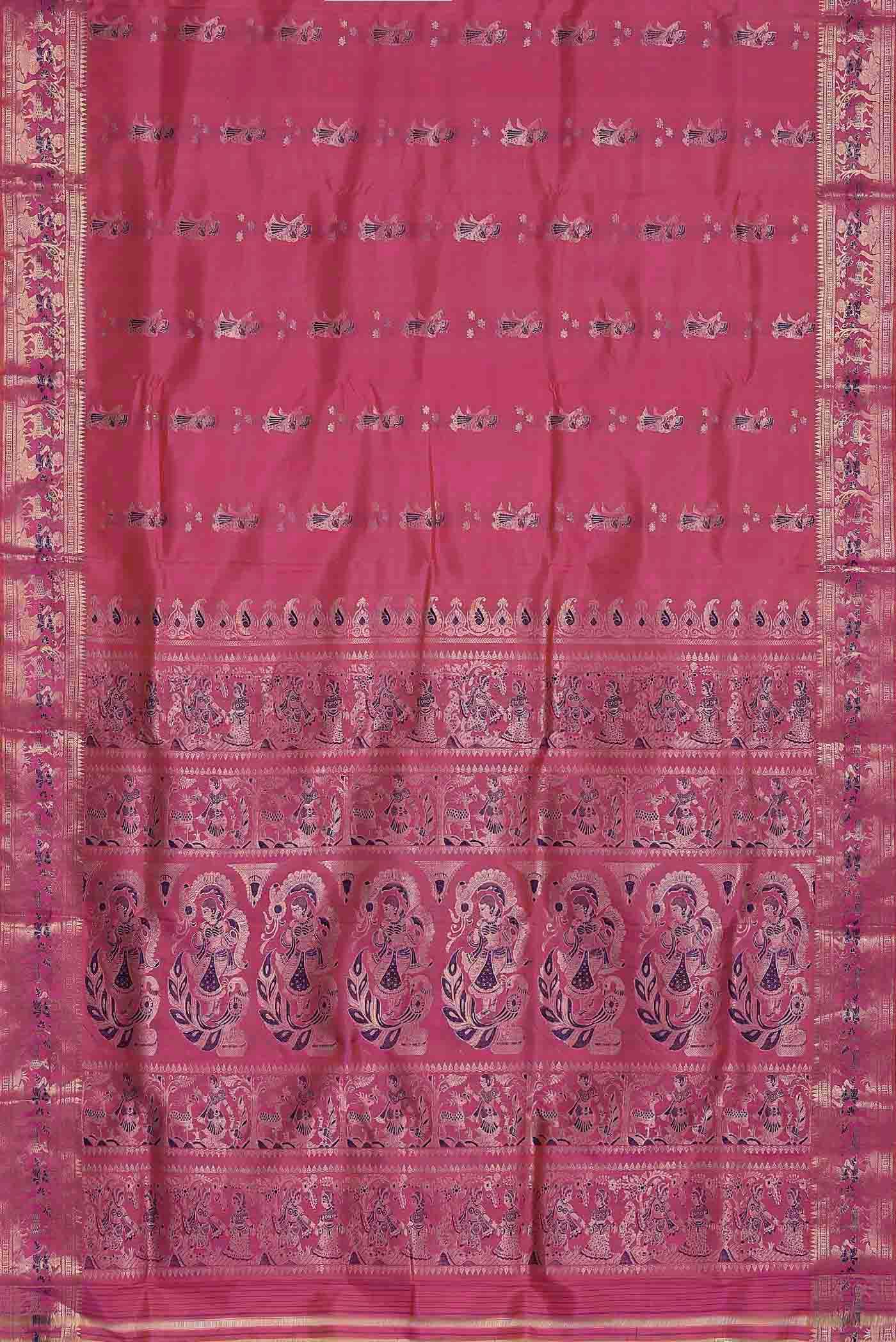 Rose pink Baluchari Silk Saree