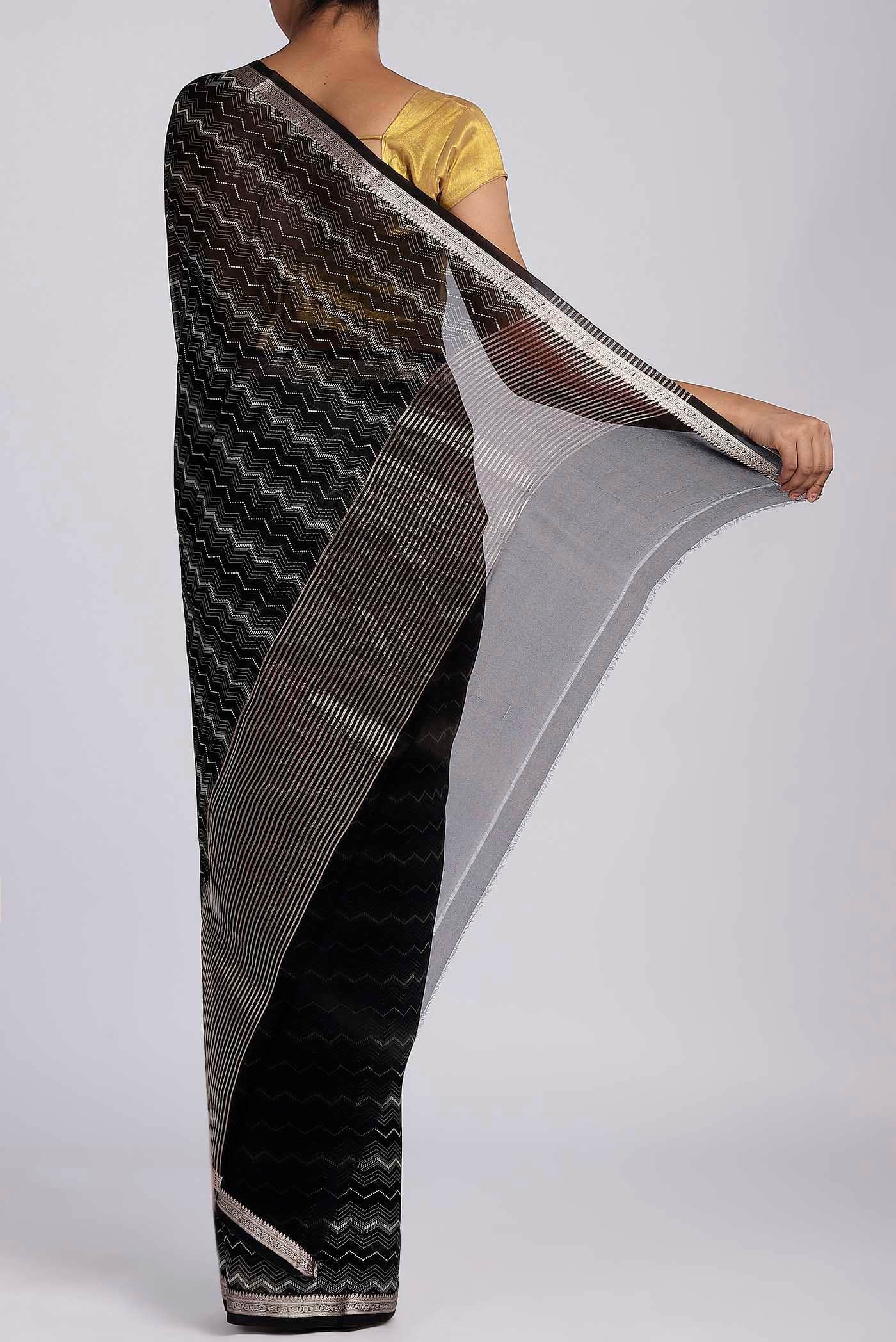 Black Organza Silk Saree