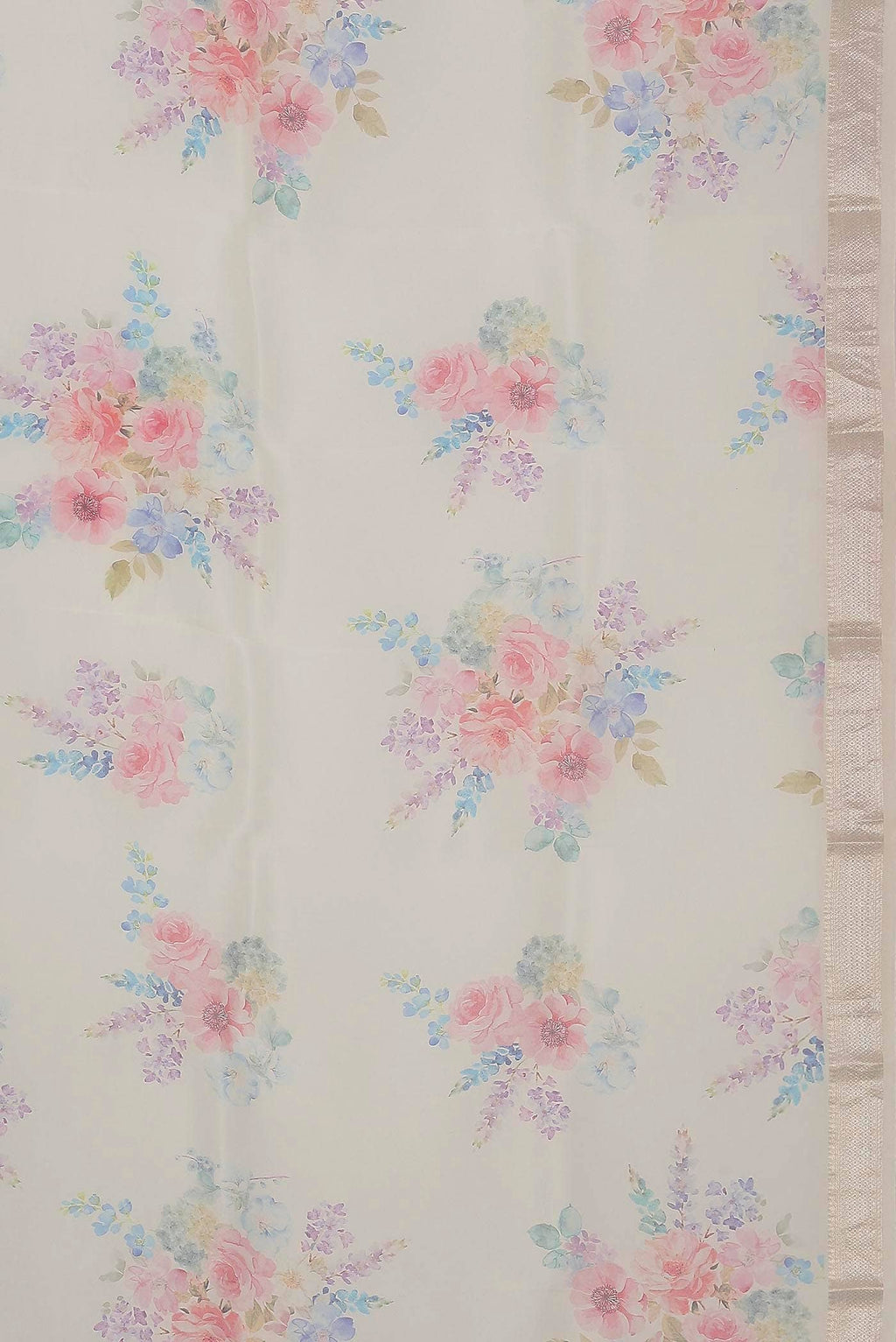 Cream Organza Silk Saree