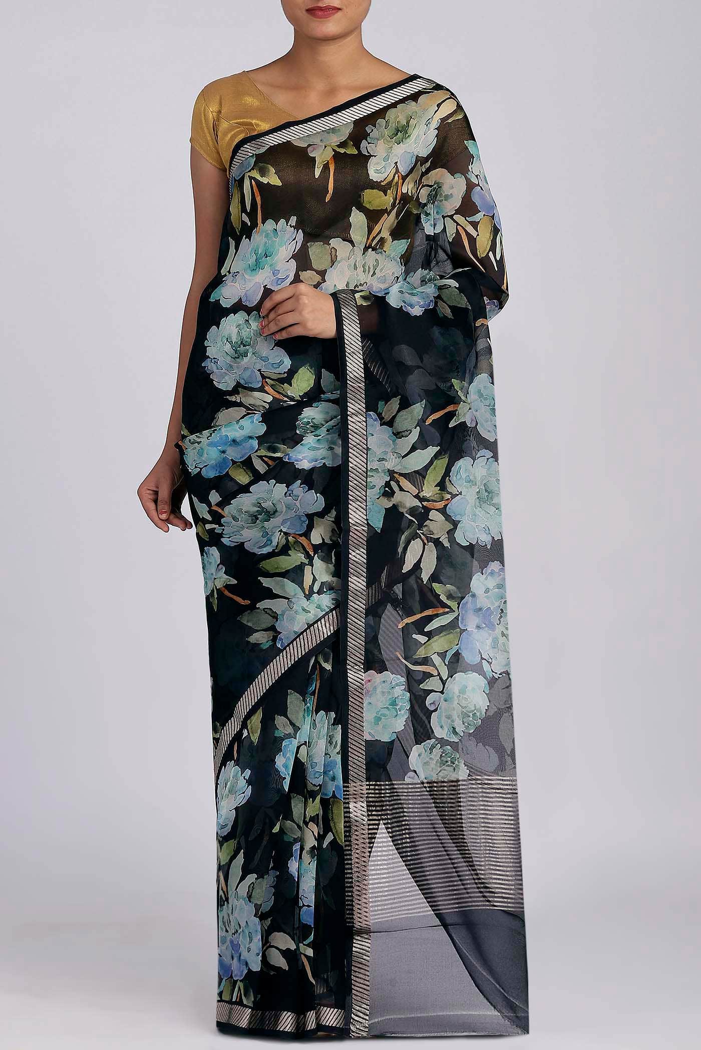 Black Organza Silk Saree